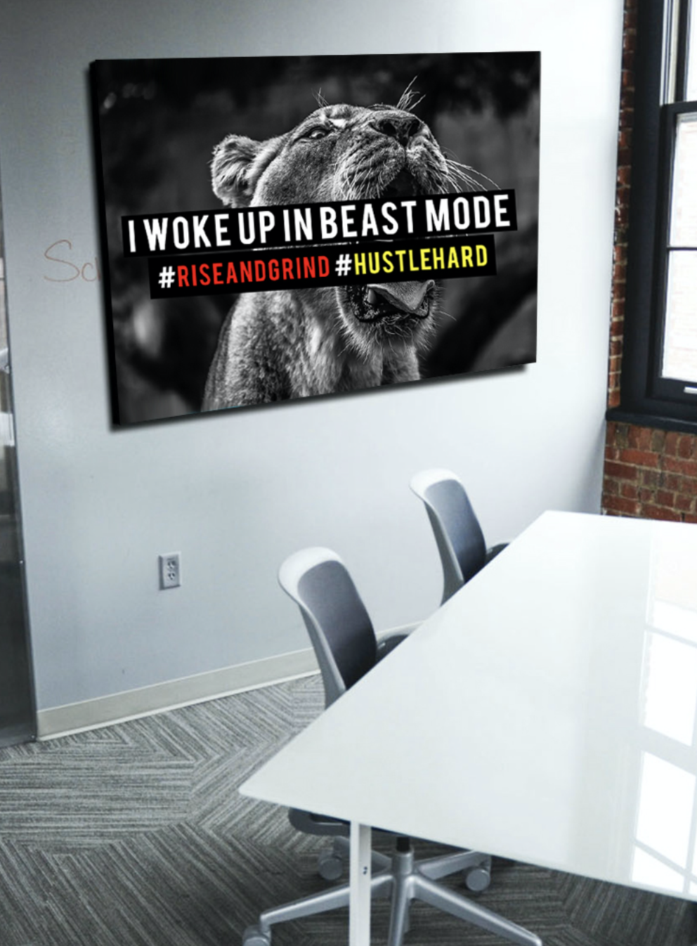 Exclusive Beast Mode Lion Business Wall Art (Wood Frame, Ready To Hang) - Buy 2 Save 20%