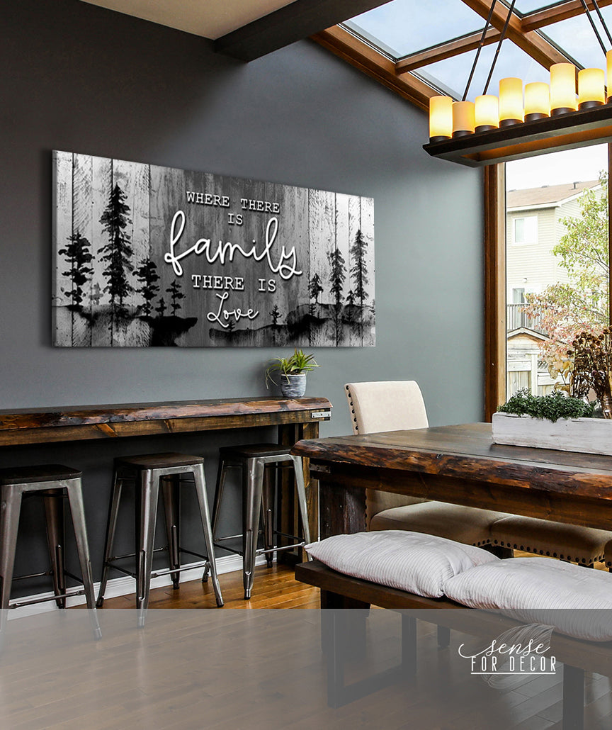 Exclusive Family Wall Art - 'Where There is Family There is Love' V3 with Wood Frame, Ready to Hang! Buy 2, Save 20%