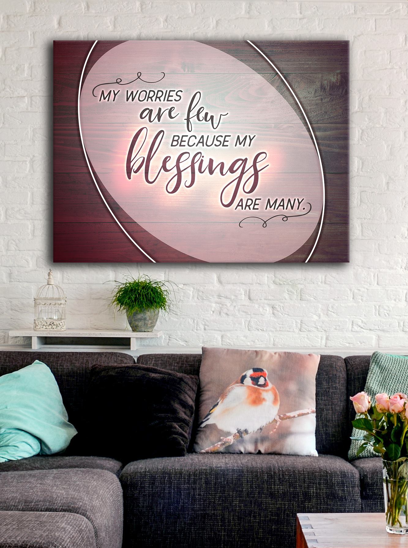 Exclusive Offer! High - Quality Wood - Framed Wall Art 'Few Worries' Ready to Hang for Your Home