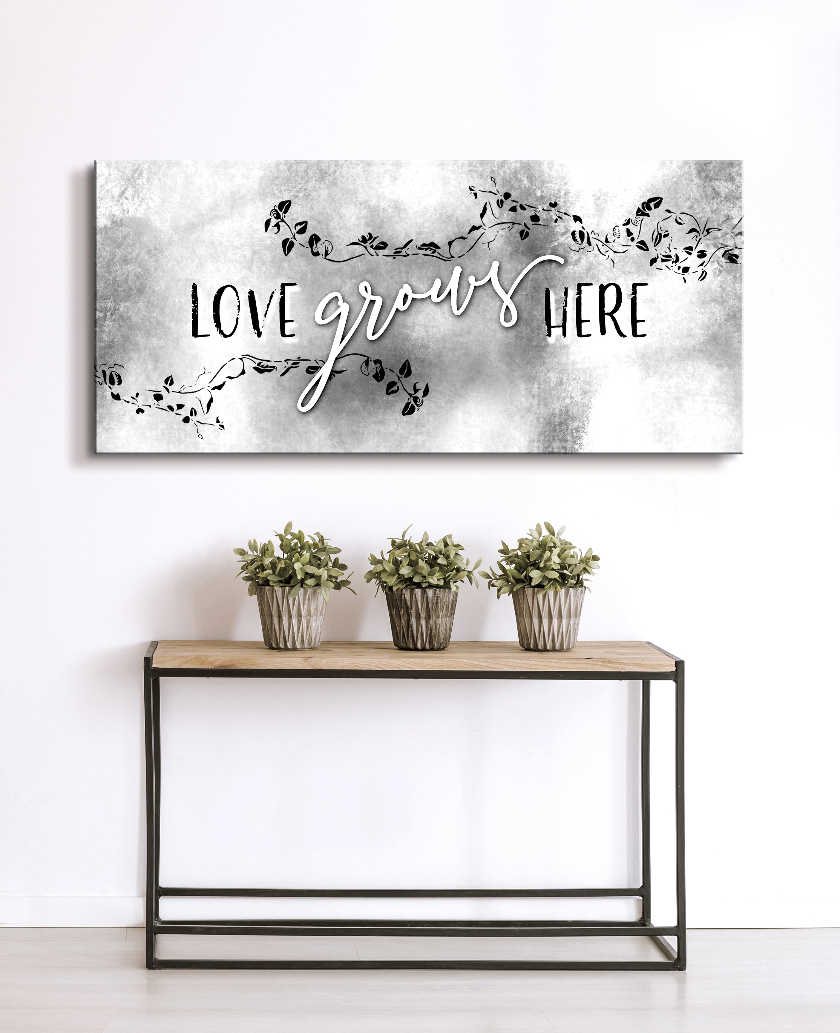 Hot! Ready - To - Hang Love Grows Here V2 Home Wall Art with Wood Frame