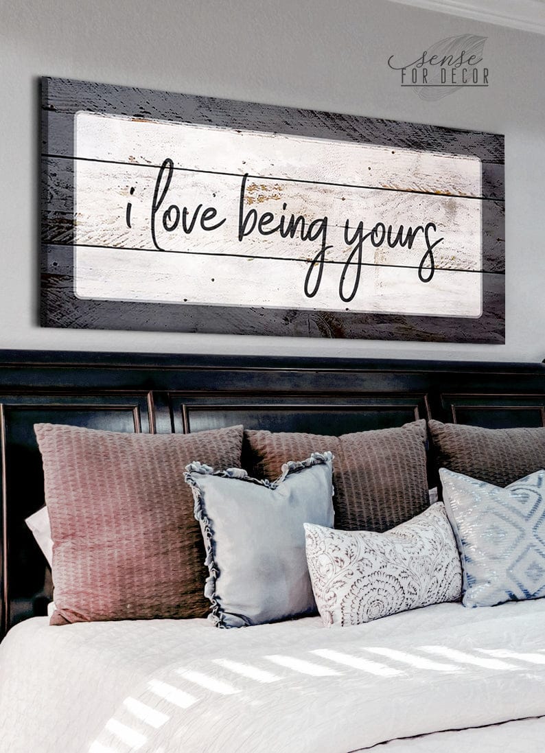 Hot! Couple Wall Art: I Love Being Yours (Wood Frame, Ready to Hang)