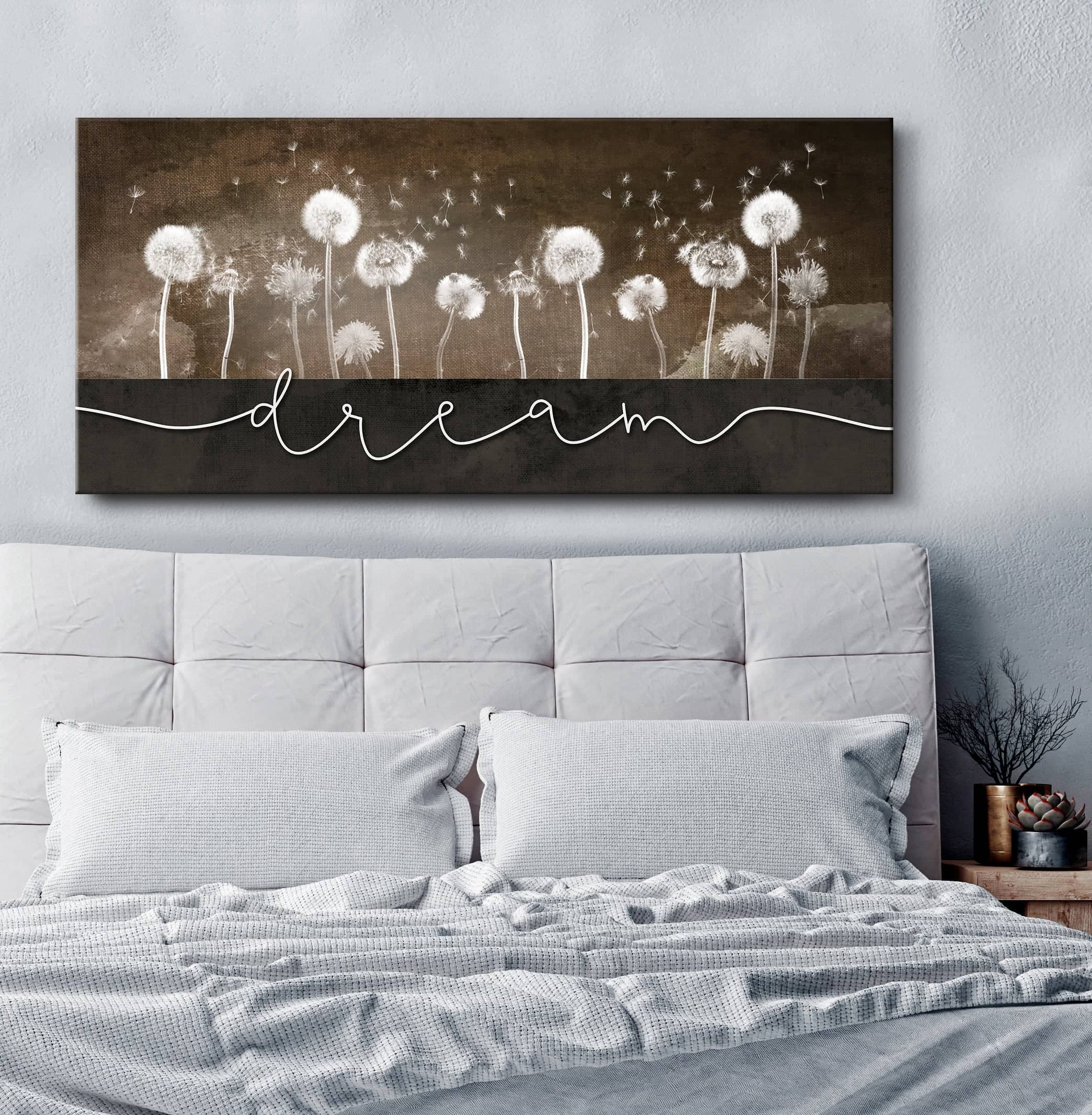 High - quality Dream Dandelions Bedroom Wall Art with Wood Frame, Ready to Hang