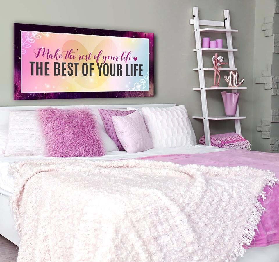 Exclusive Teen Wall Art: 'Make The Rest Of Your Life The Best Of Your Life' - Wood Frame, Ready To Hang!