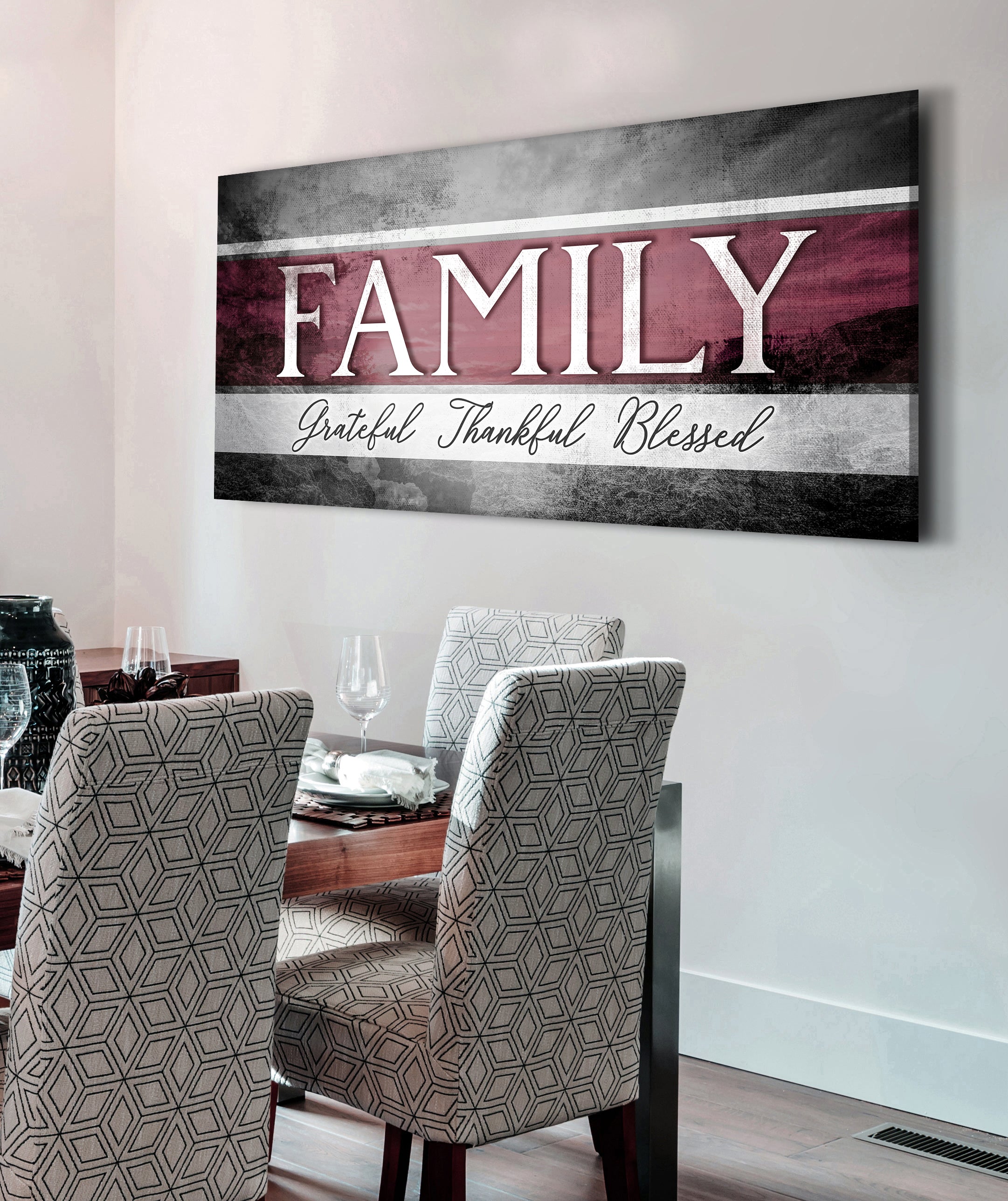 Exclusive Family Wall Art - Family Grateful Thankful Blessed V2 with Wood Frame, Ready to Hang! Buy 2 Save 20%