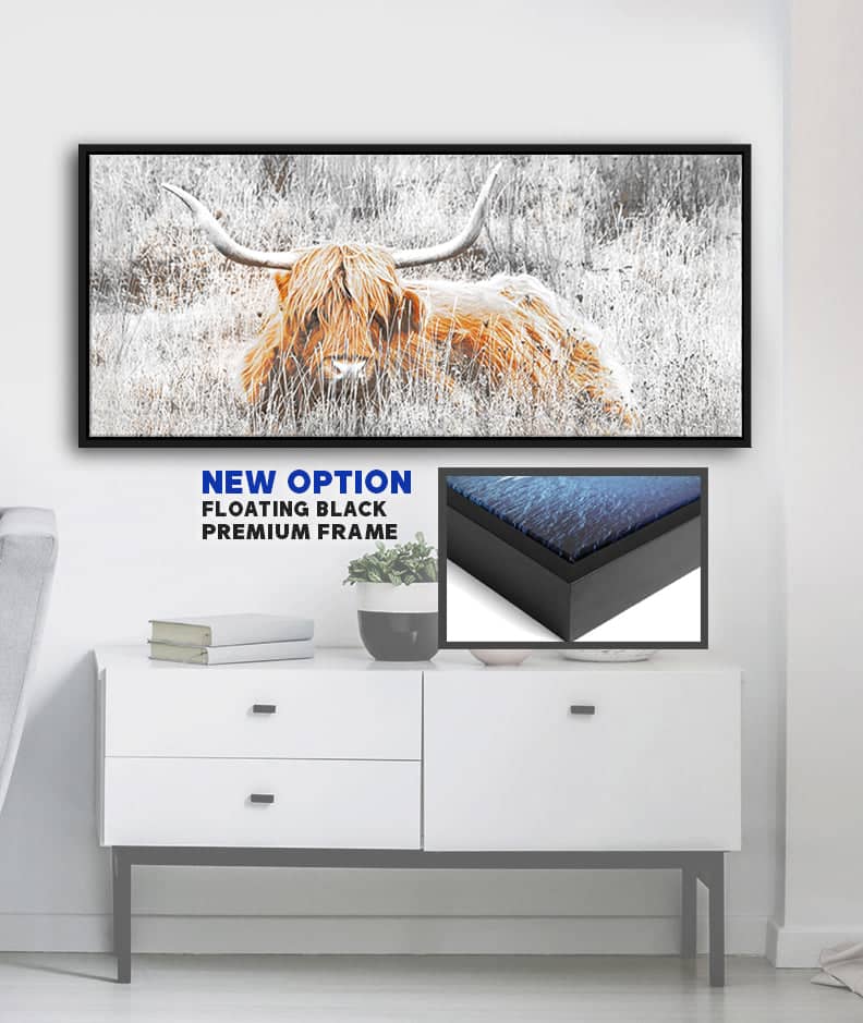 Limited-Time Offer! Ready-to-Hang Highland Cattle V3 Animal Wall Art with Wood Frame