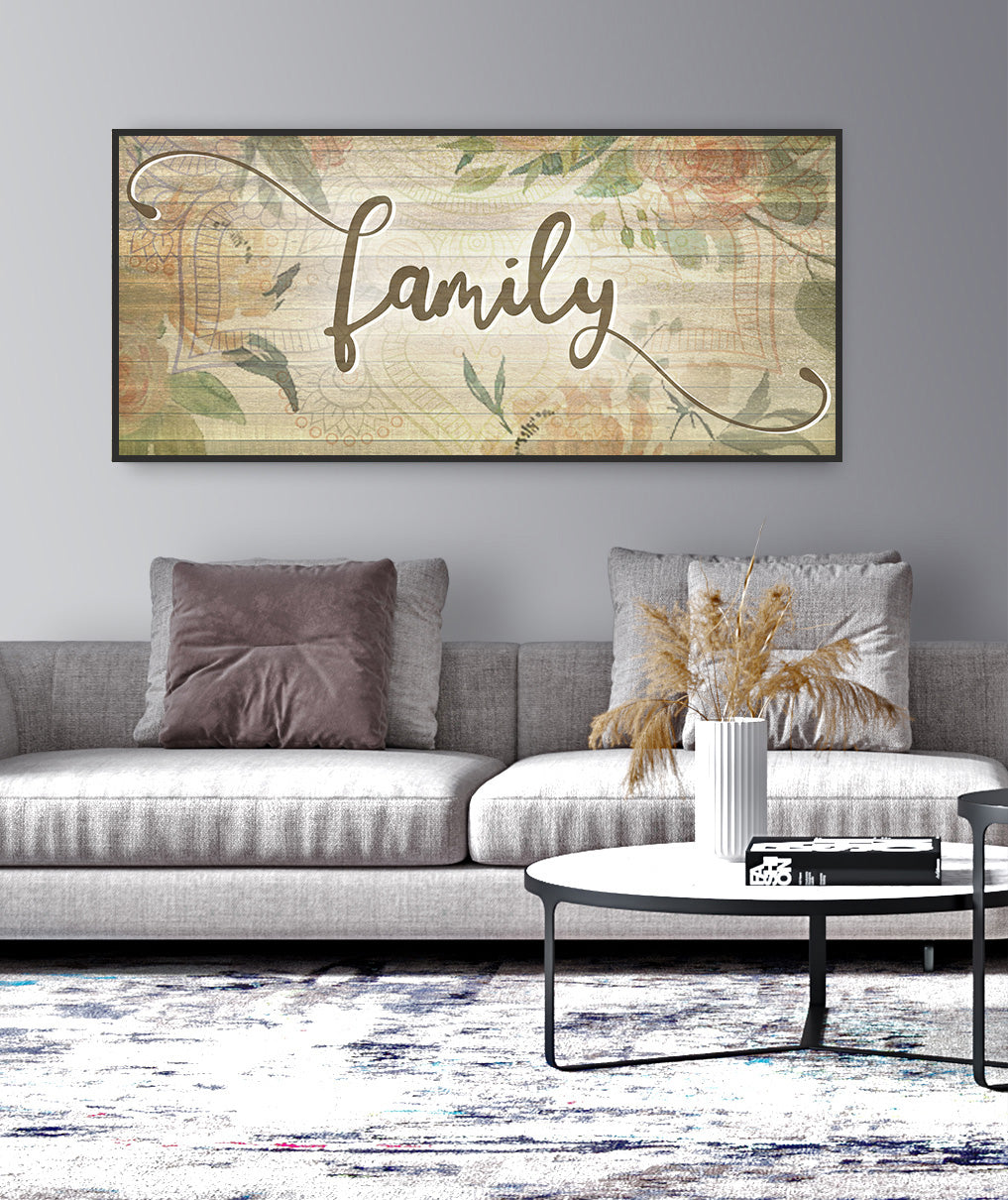 High - Quality Family Word Sign V8 with Wood Frame, Ready to Hang