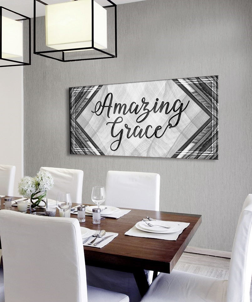 Stunning Christian Wall Art: Amazing Grace V9 with Ready - to - Hang Wood Frame
