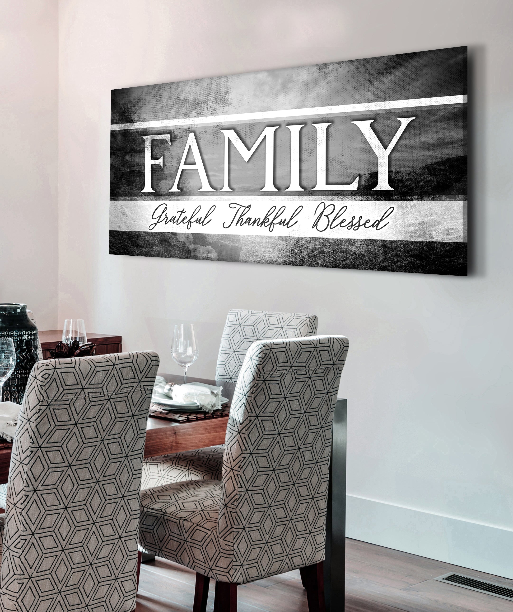 Exclusive Family Wall Art - Family Grateful Thankful Blessed V2 with Wood Frame, Ready to Hang! Buy 2 Save 20%
