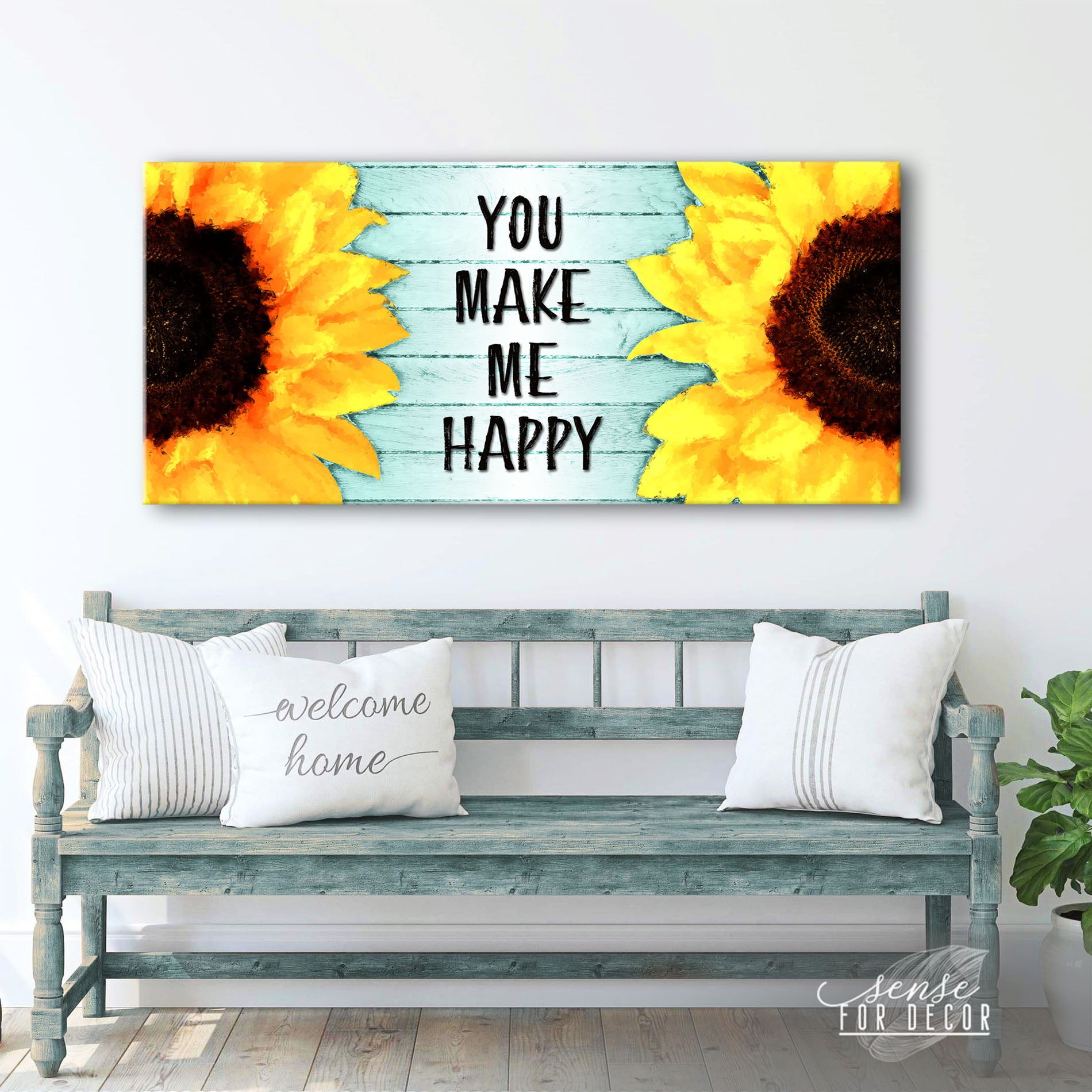 Exclusive Couples Wall Art - 'You Make Me Happy V3' with Wood Frame, Ready to Hang, Buy 2 Save 20%