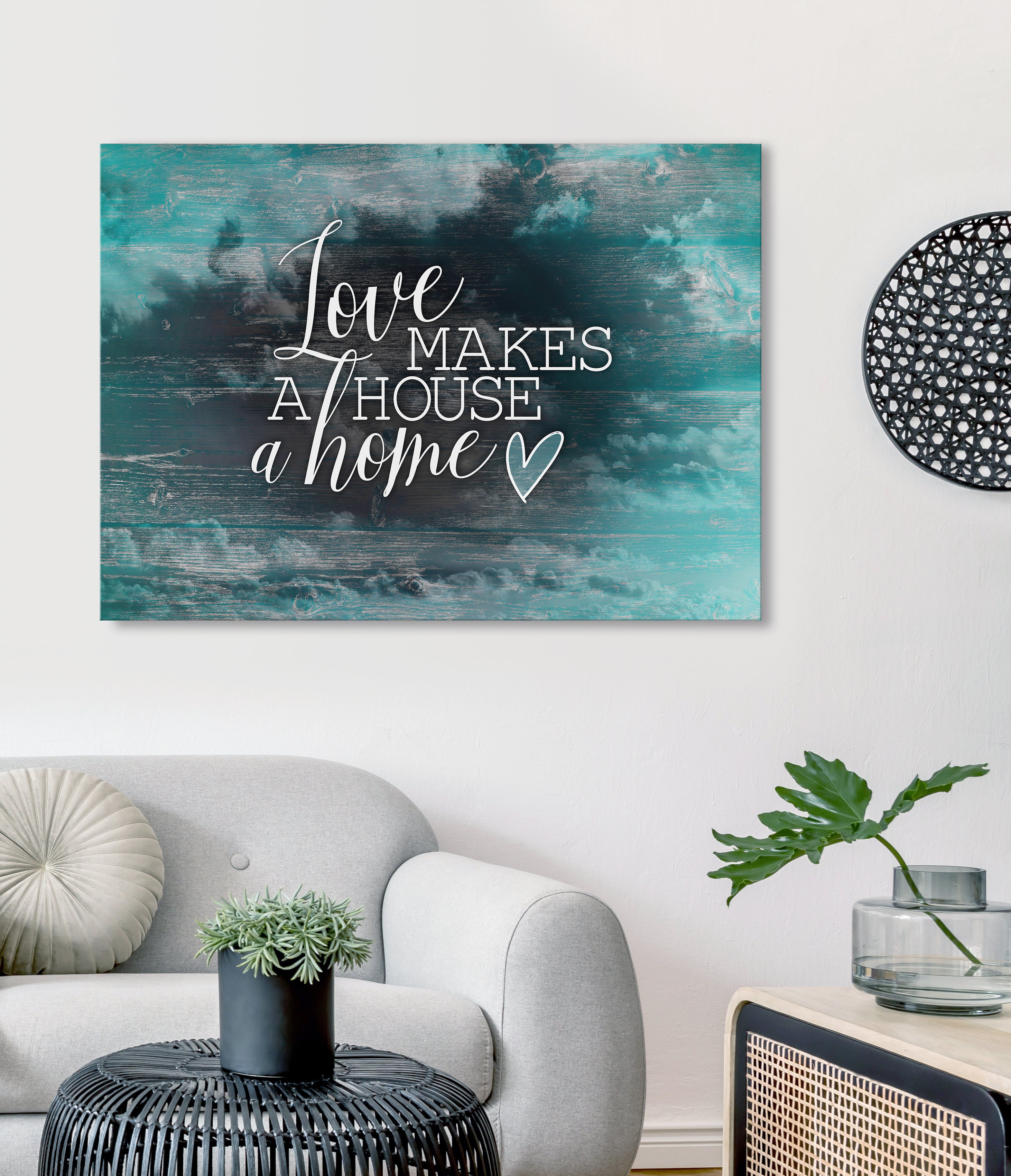 Hot! Ready-to-Hang Wood Frame 'Love Makes A House A Home' Wall Art