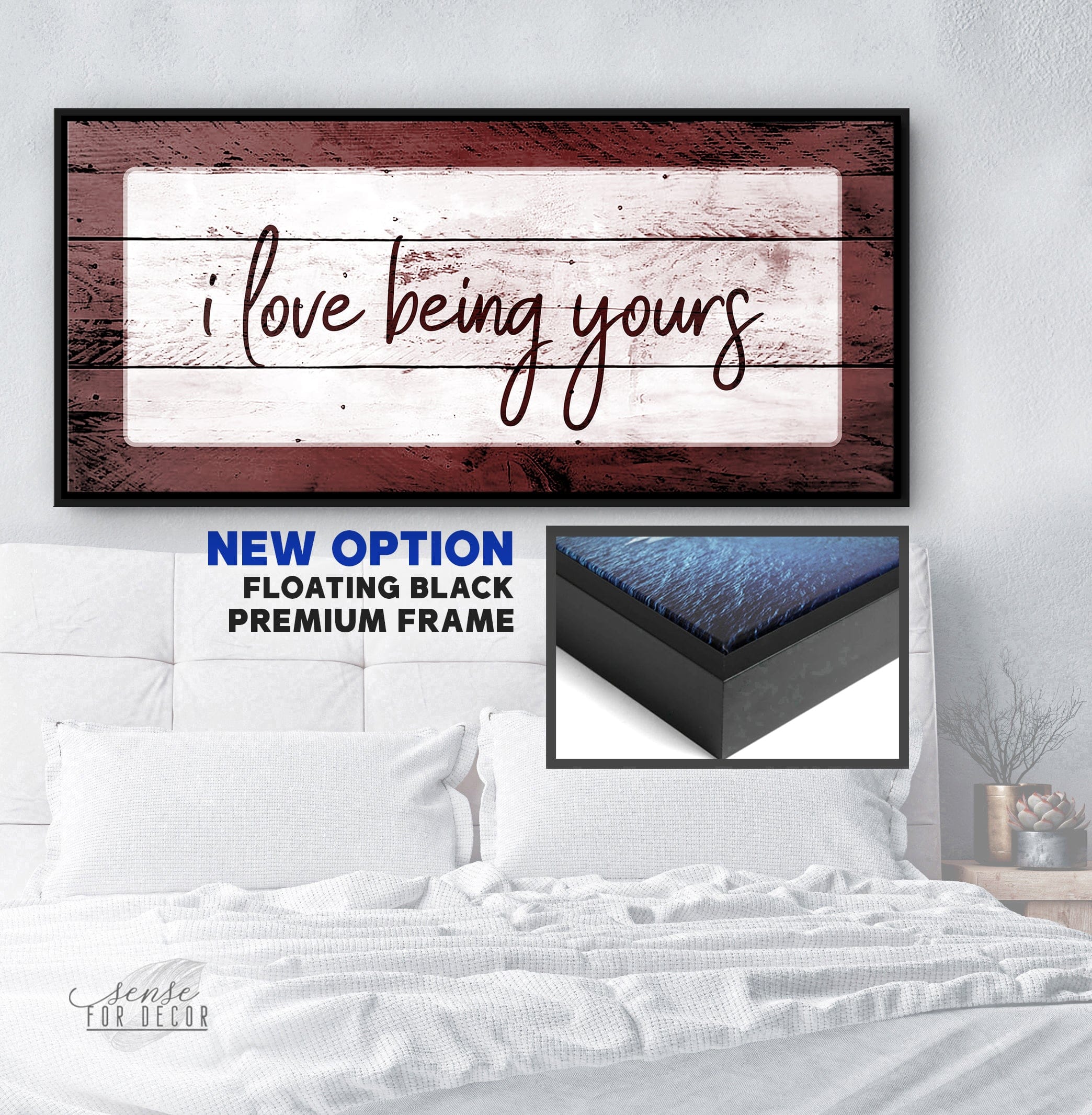 Hot! Couple Wall Art: I Love Being Yours (Wood Frame, Ready to Hang)