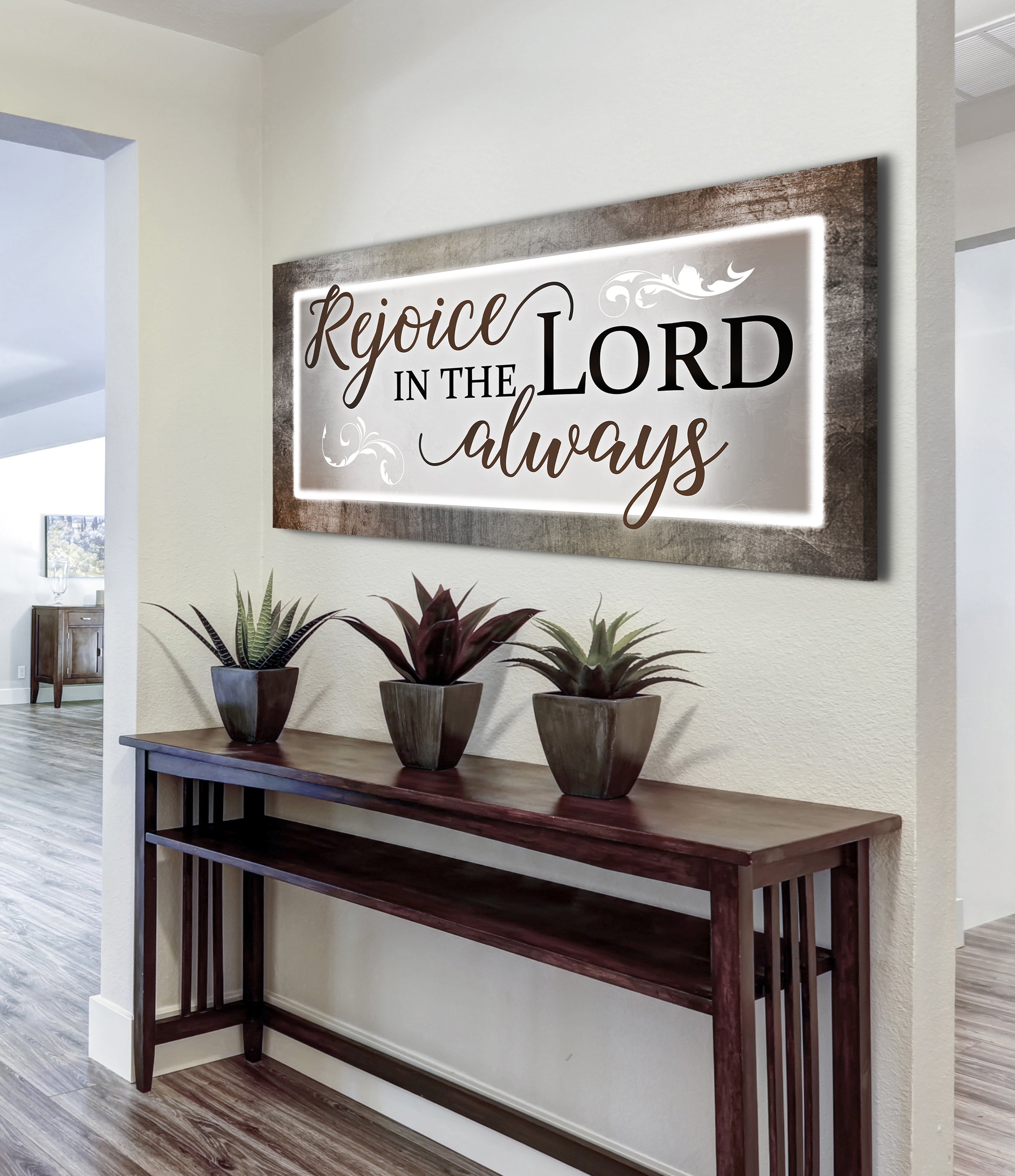 Hot Deal! Christian Wall Art - Rejoice In The Lord, Wood Frame for Easy Hanging