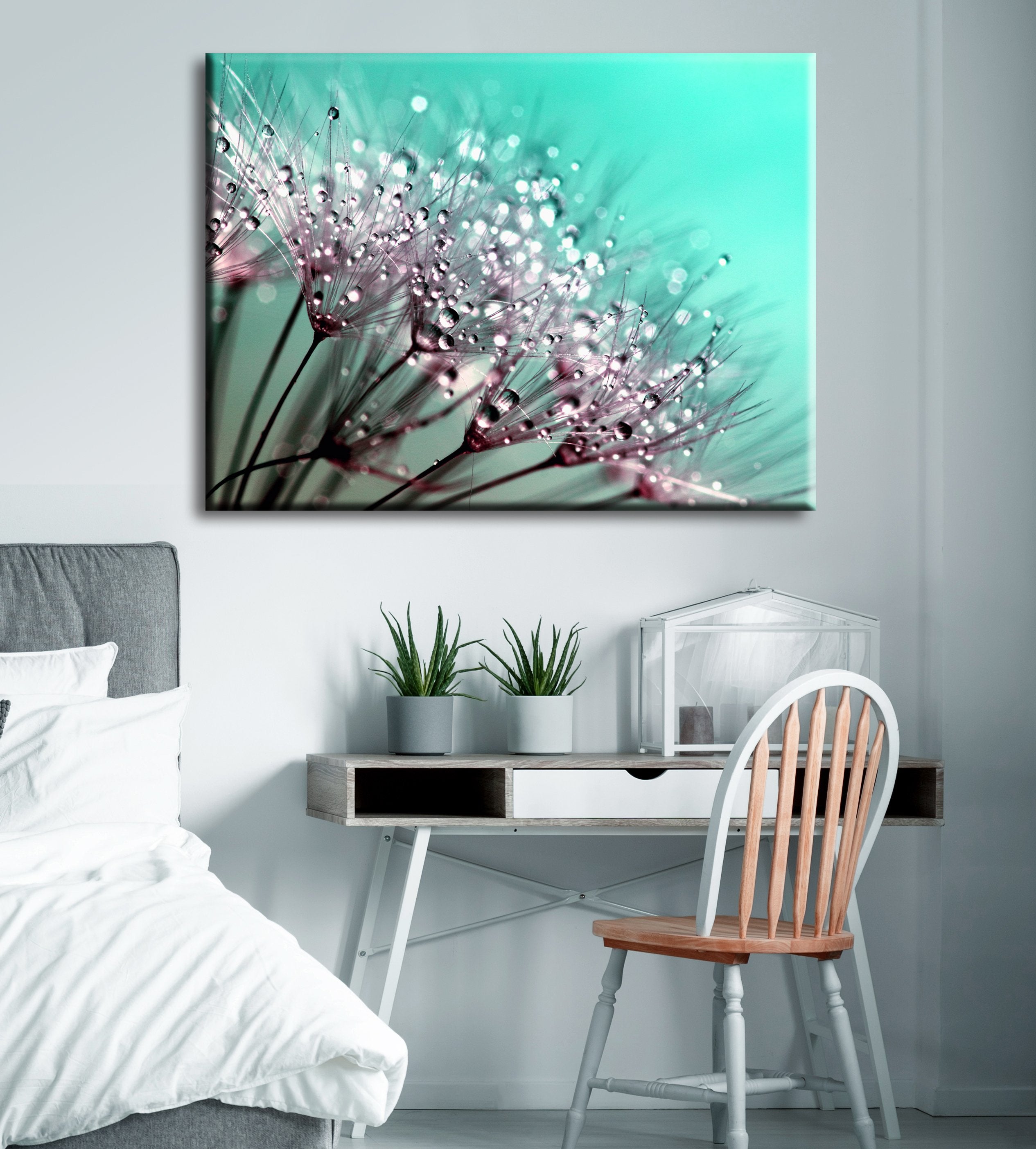 High - Quality Wood - Framed Dandelion Nature Wall Art, Ready to Hang