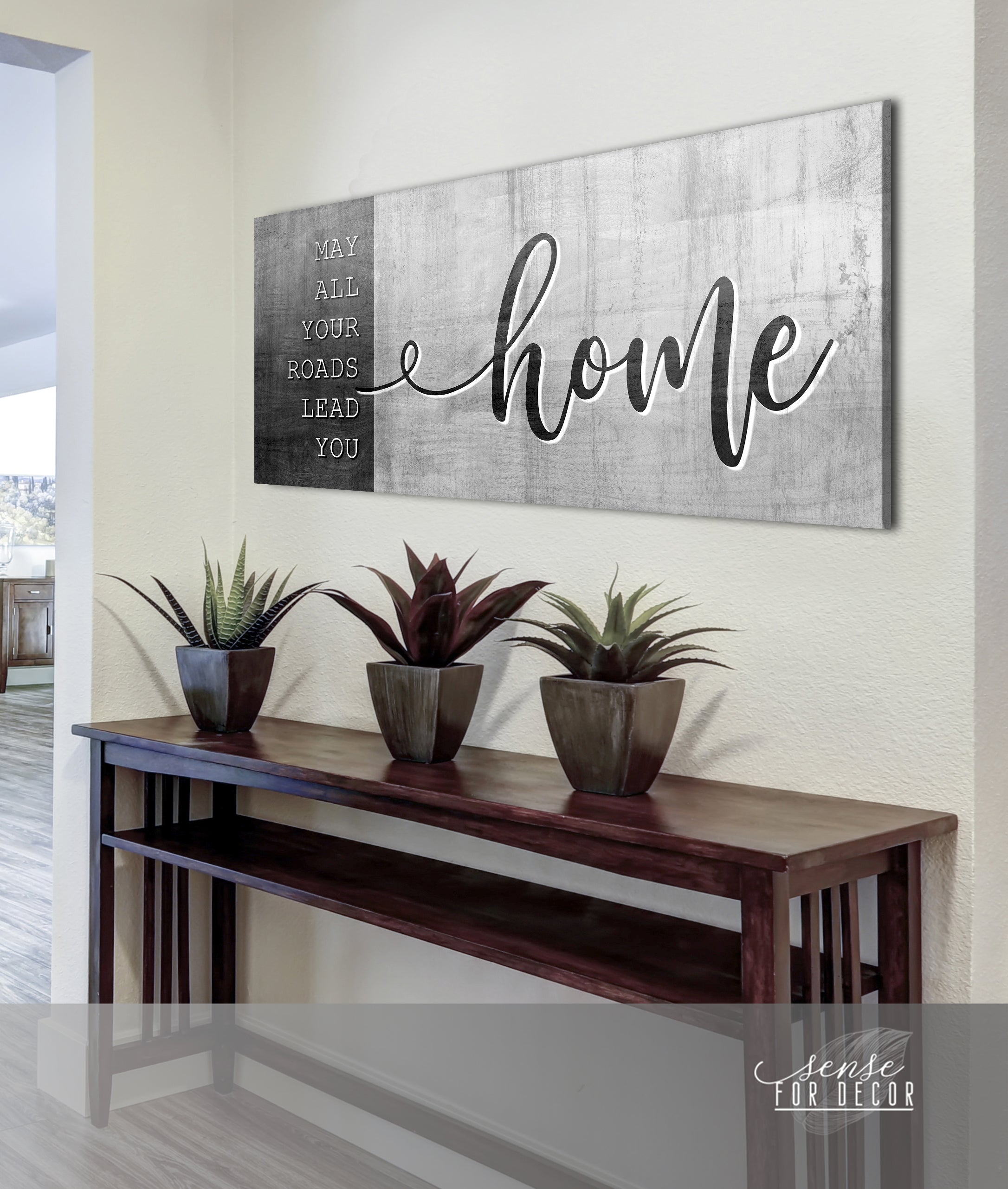 Exclusive! Ready - To - Hang Wood - Framed Home Wall Art: May All Your Roads Lead You Home