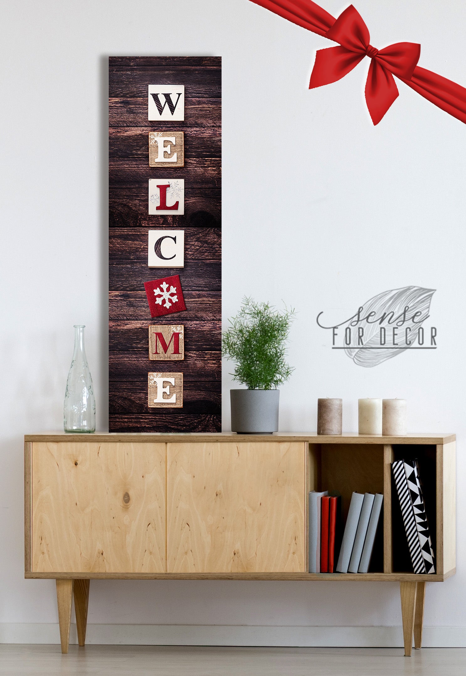 Hot Sale! Holiday Wall Decor Art - Welcome V4 with Wood Frame, Ready To Hang