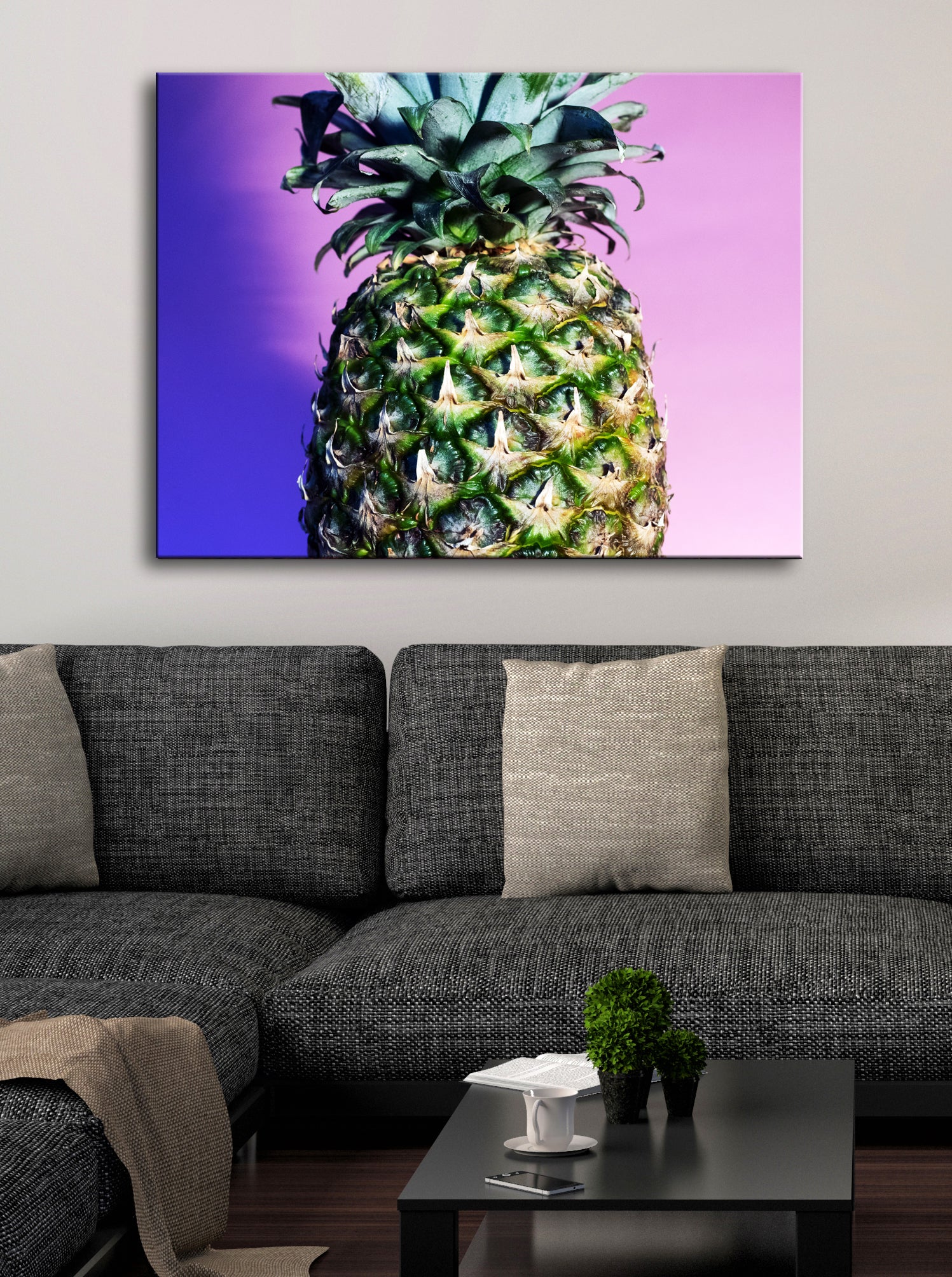 High - Quality Close - Up Pineapple Wall Art with Wood Frame, Ready to Hang