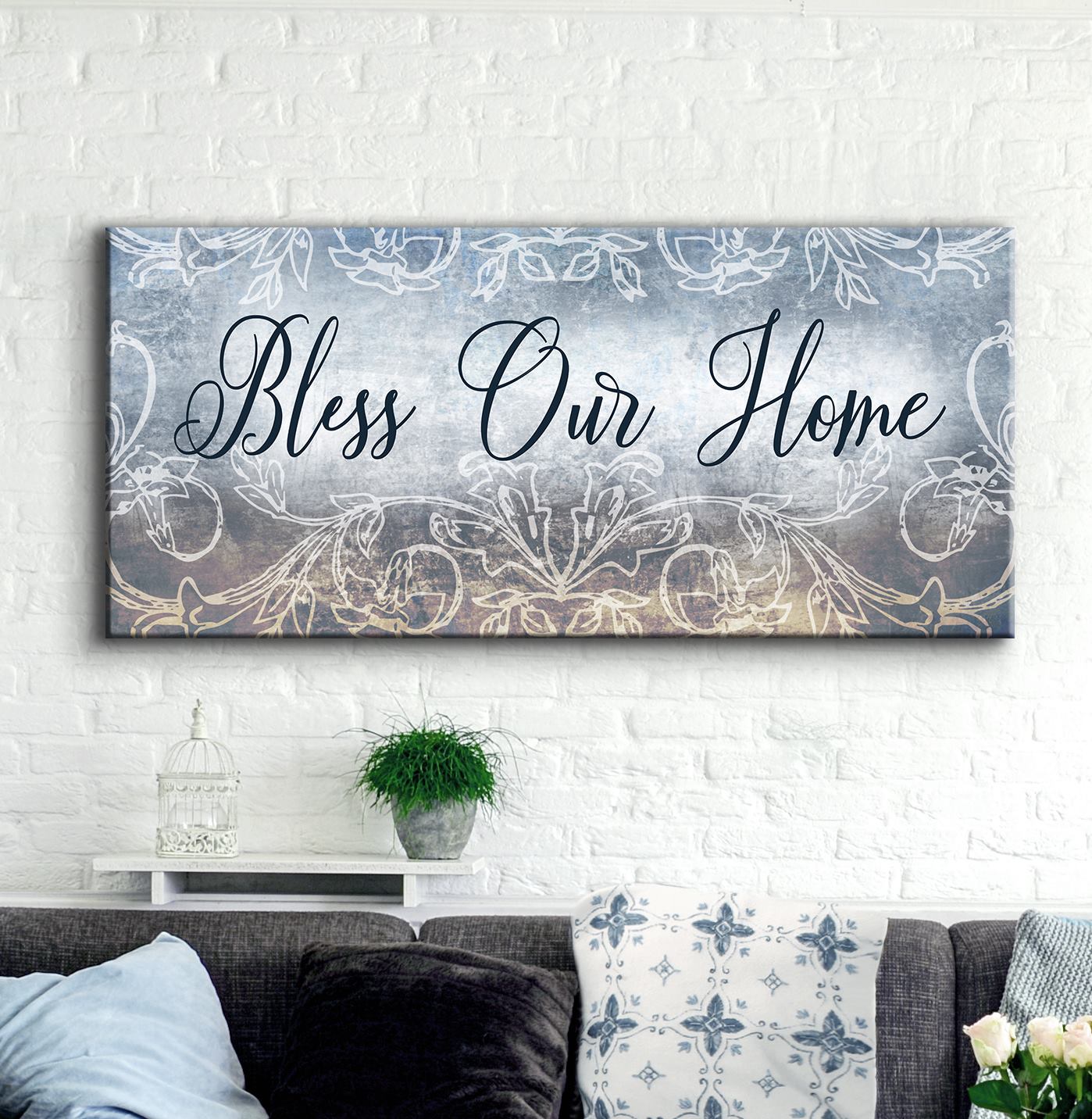 Hot! Dining Room Wall Art: Bless Our Home V2 (Ready-to-Hang Wood Frame)