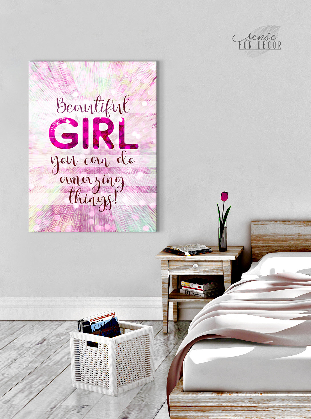 Exclusive Teen Wall Art: 'You Can Do Amazing Things' Beautiful Girl (Wood Frame, Ready to Hang)