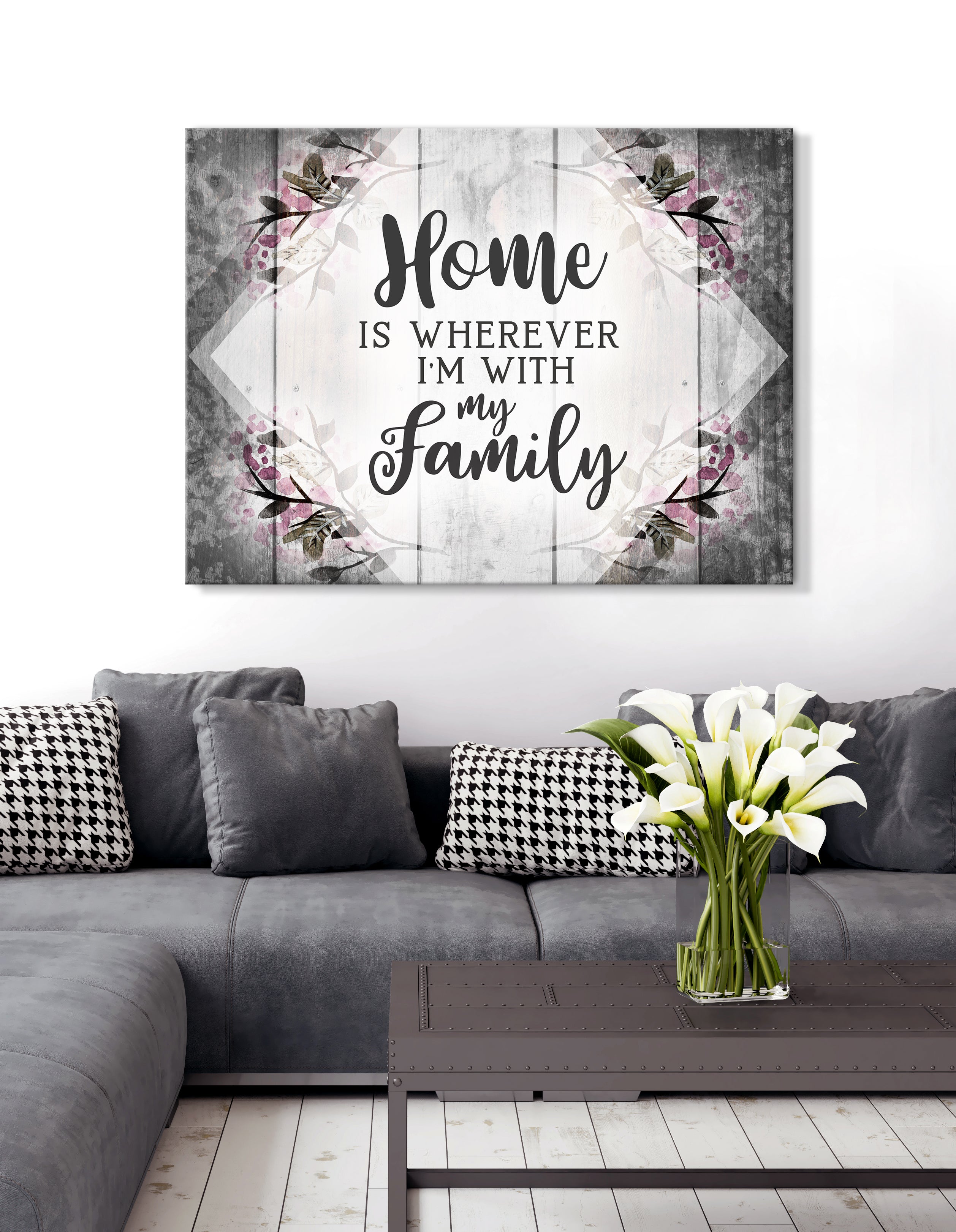 Exclusive Offer! Home Wall Art - 'Home is wherever I'm with my family' Wood Frame Ready To Hang