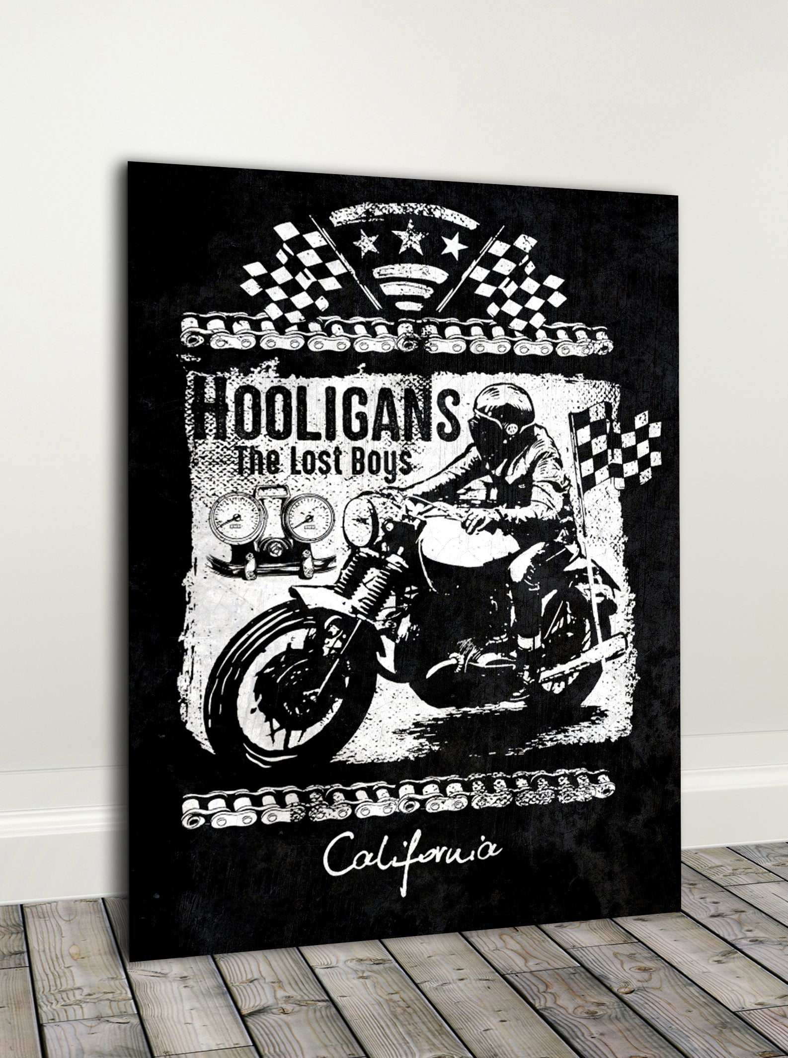 Hot Deal! High - Quality Biker Wall Art 'Hooligans' with Wood Frame, Ready to Hang