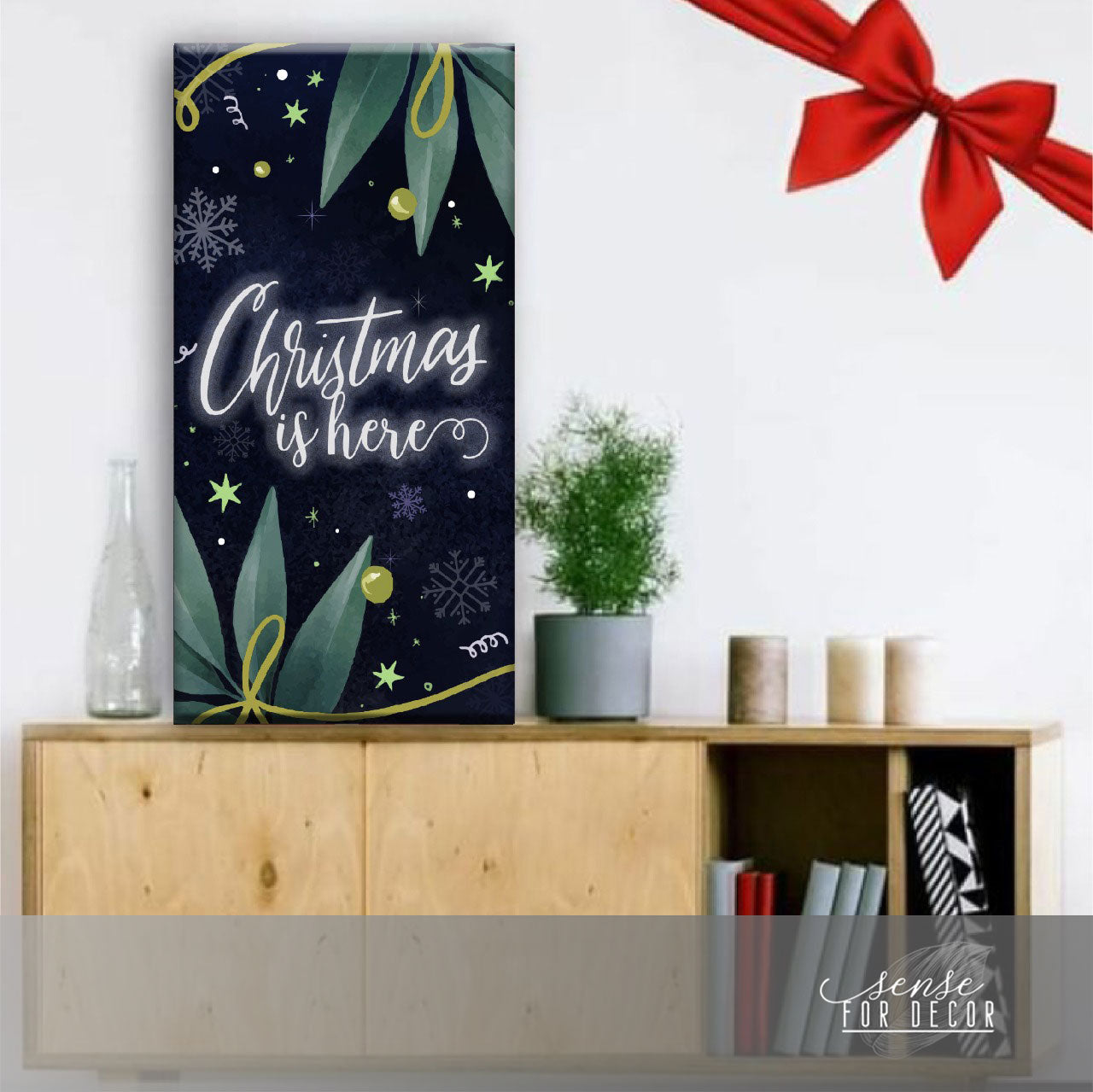 Hot Deal! Christmas Holiday Wall Art with Wood Frame, Ready To Hang