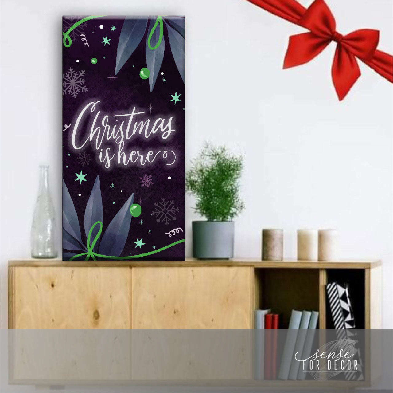 Hot Deal! Christmas Holiday Wall Art with Wood Frame, Ready To Hang