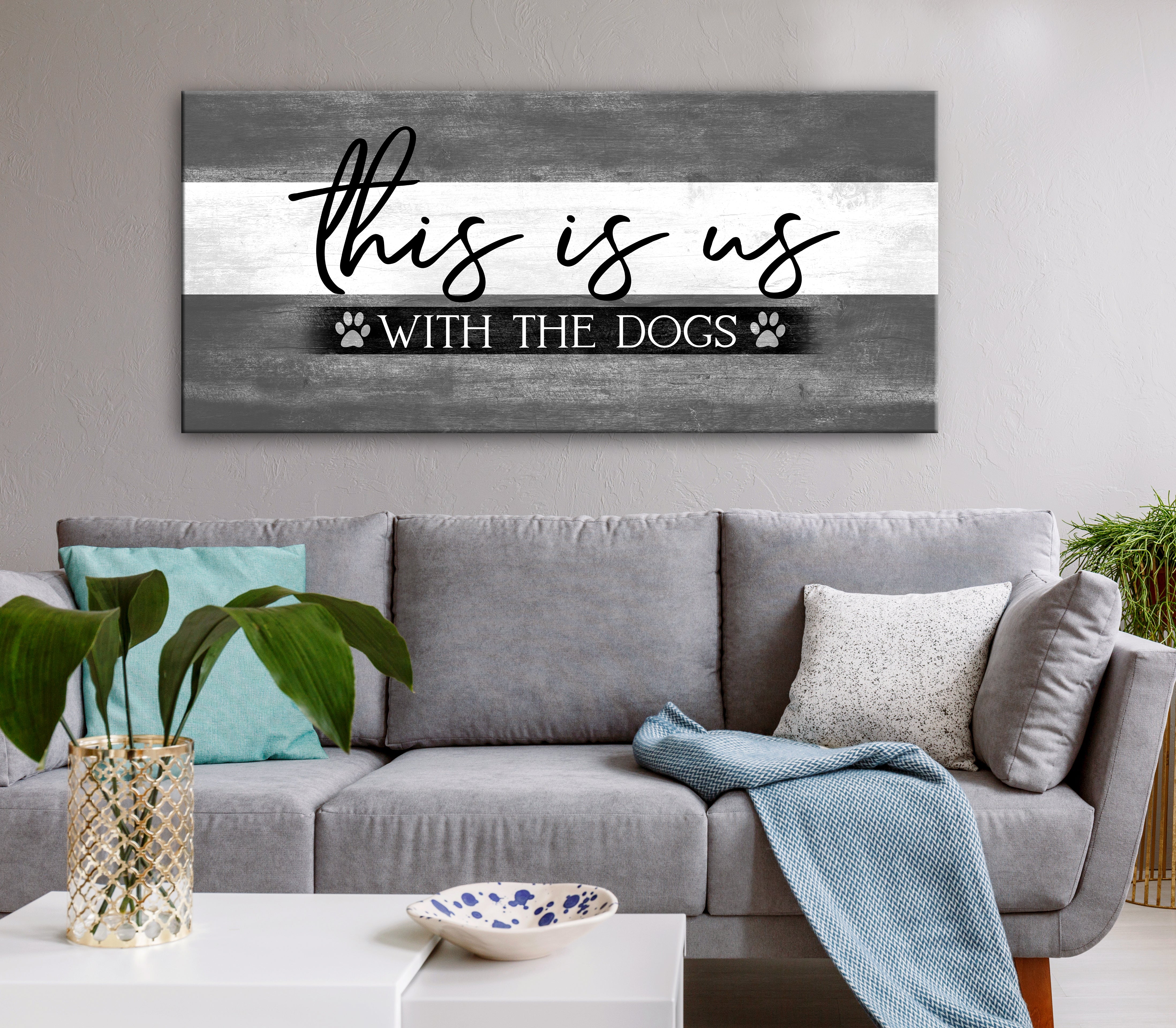 High - Quality Wood - Framed 'This Is Us With The Dogs' Pet Wall Art, Ready To Hang