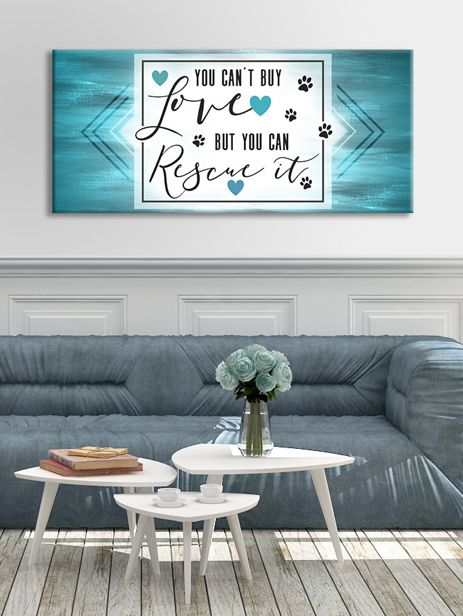 Promo! High - Quality Wood - Framed Pet Wall Art: Rescue Love, Can't Buy It