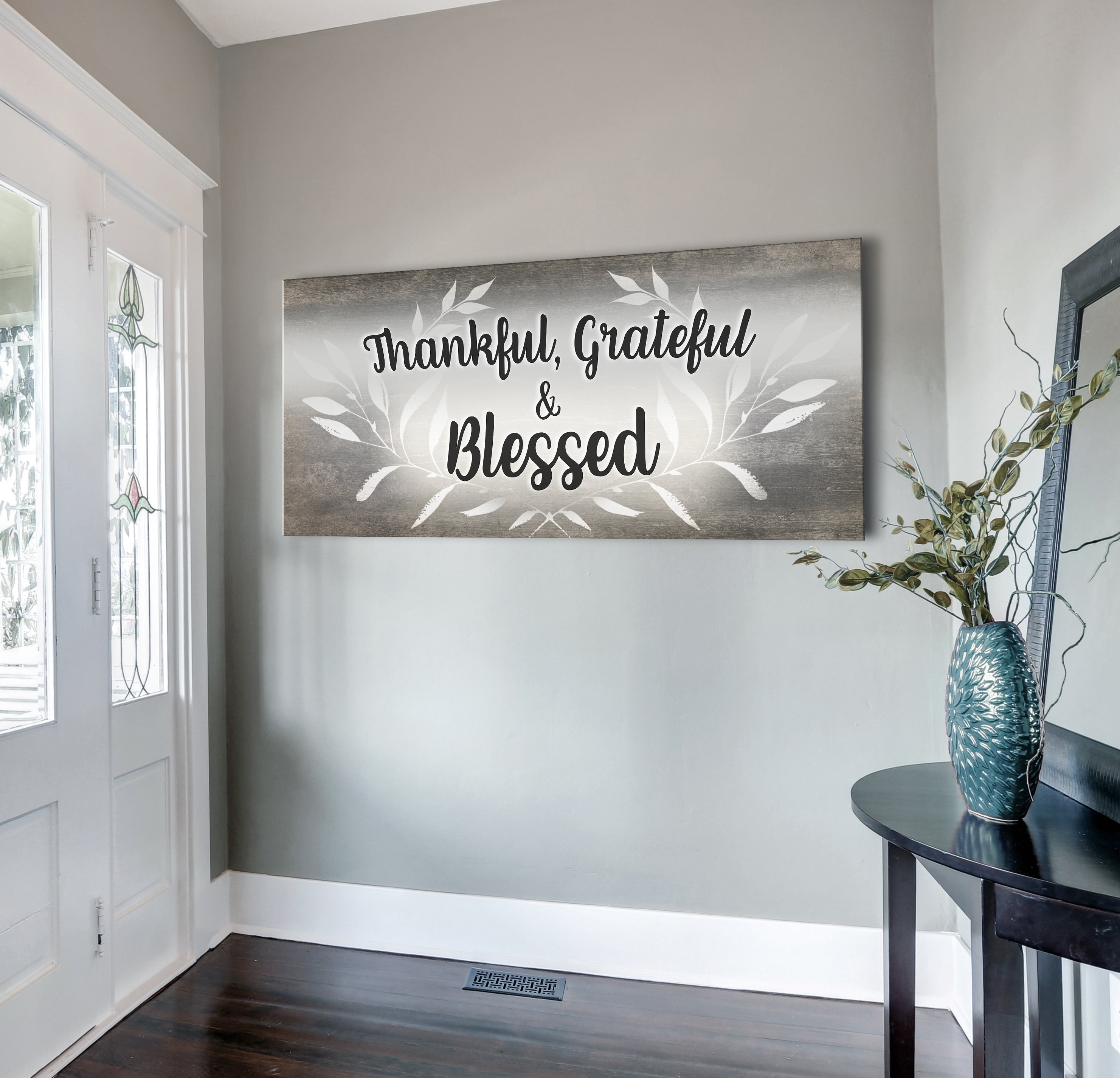 High - Quality Christian Thankful Grateful Blessed Wall Art V4 with Wood Frame, Ready to Hang