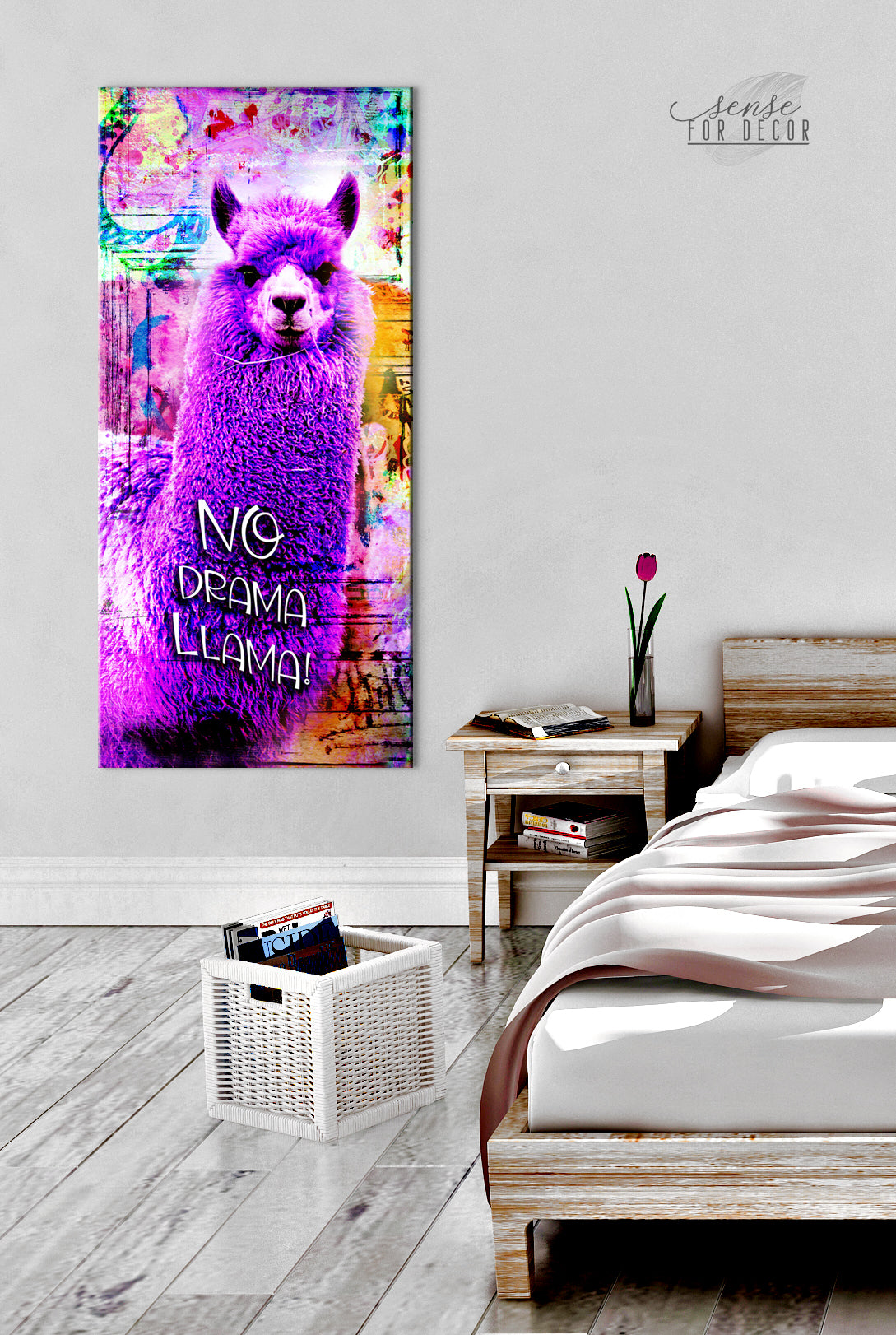 Hot! Teen No Drama Llama Wood Frame Wall Art, Ready To Hang