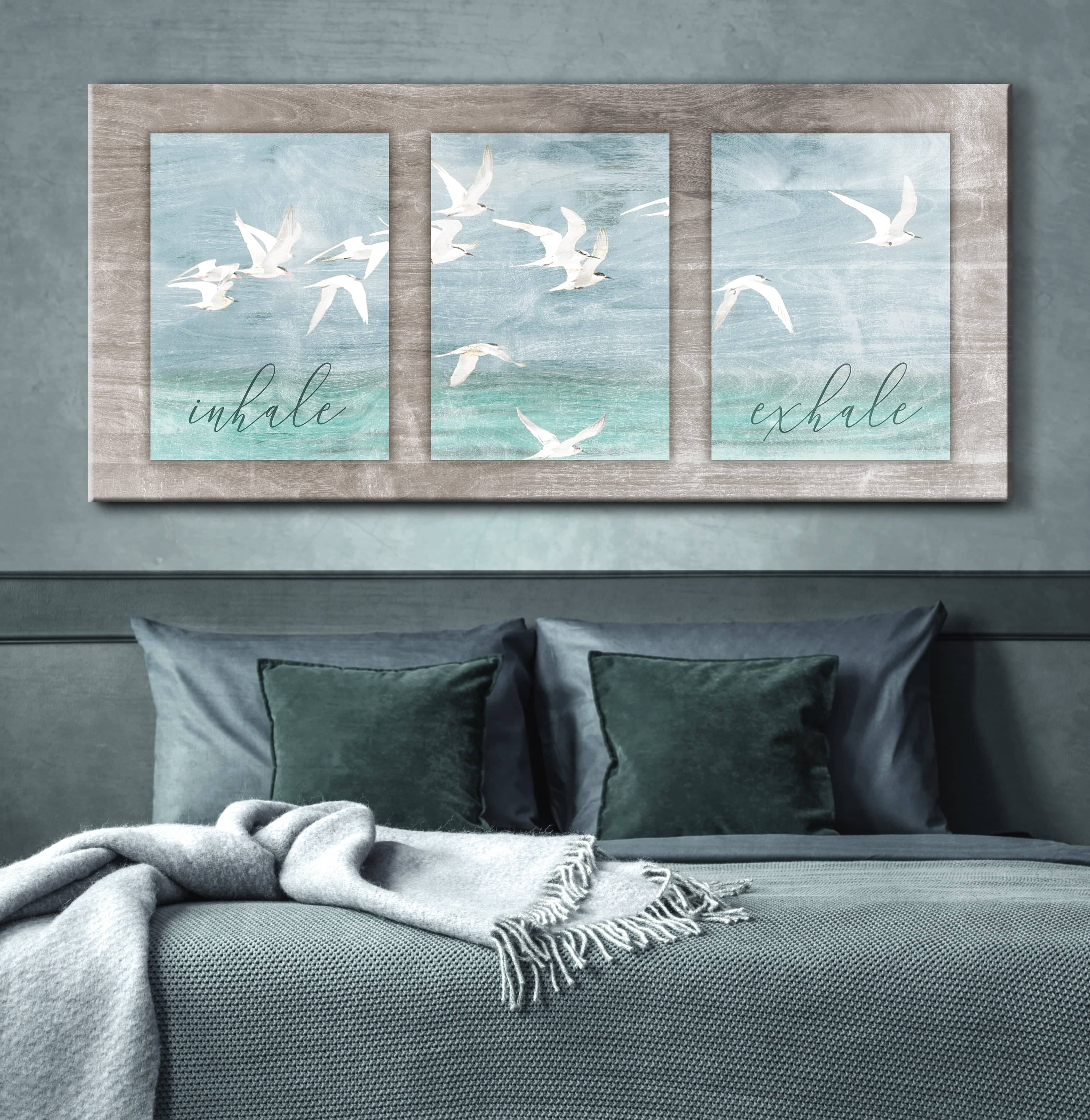 High - Quality Inhale Exhale V2 Bathroom Wall Art with Wood Frame, Ready to Hang