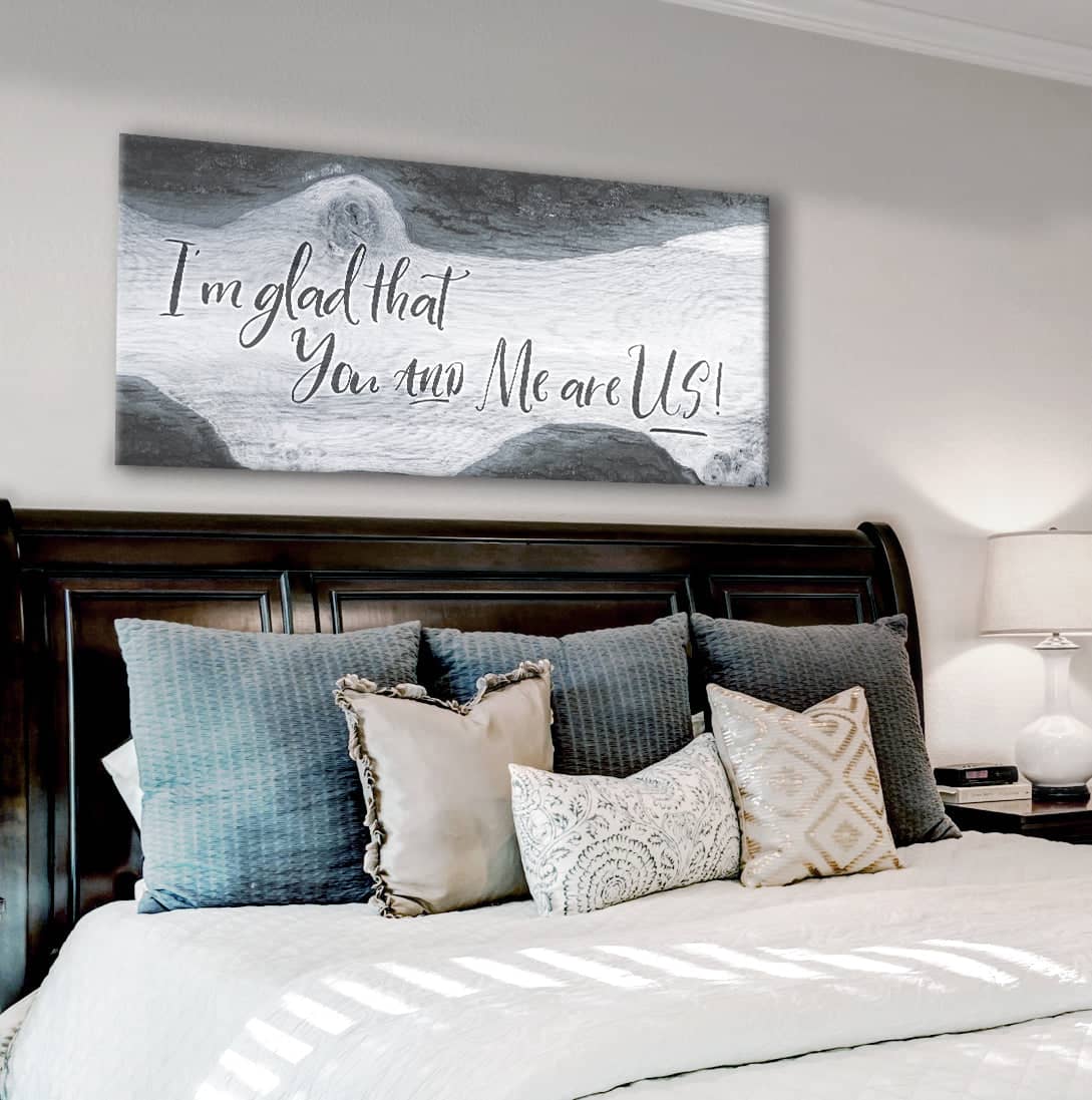 Ready-to-Hang Bedroom Wall Art: I'm Glad We're Together (Wood Frame)