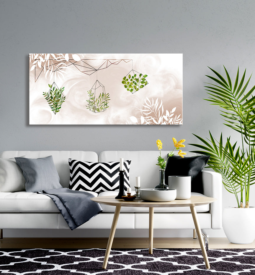 Suspended Wood-Frame Plants Wall Art, Ready To Hang