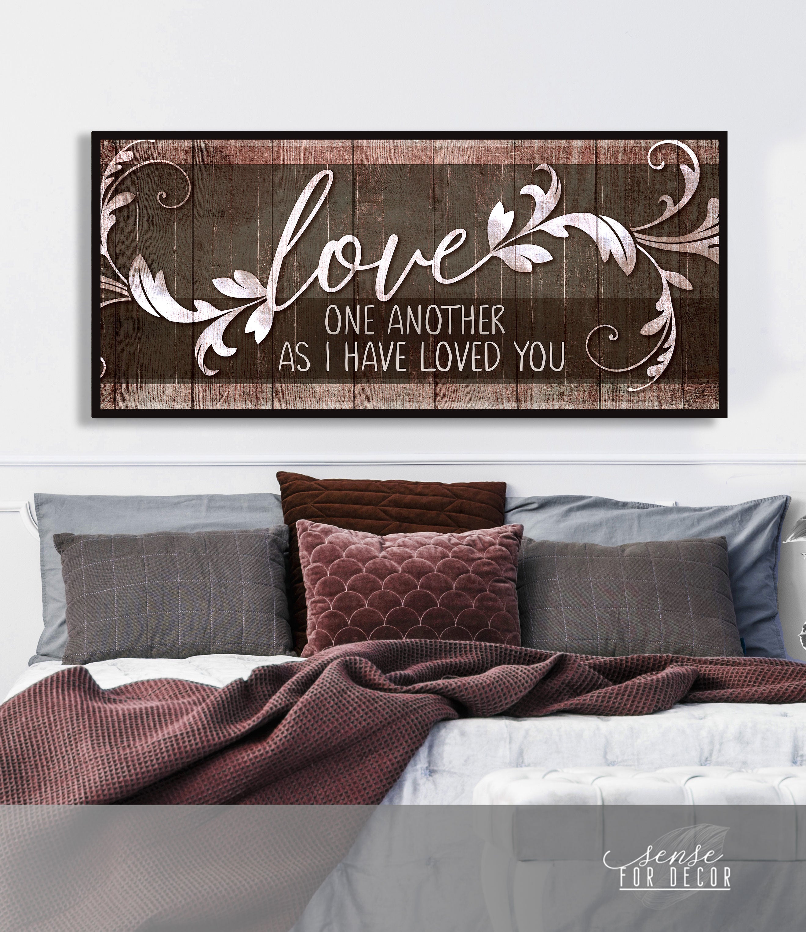 High - Quality Wood - Framed Christian Wall Art: 'Love One Another' Ready to Hang