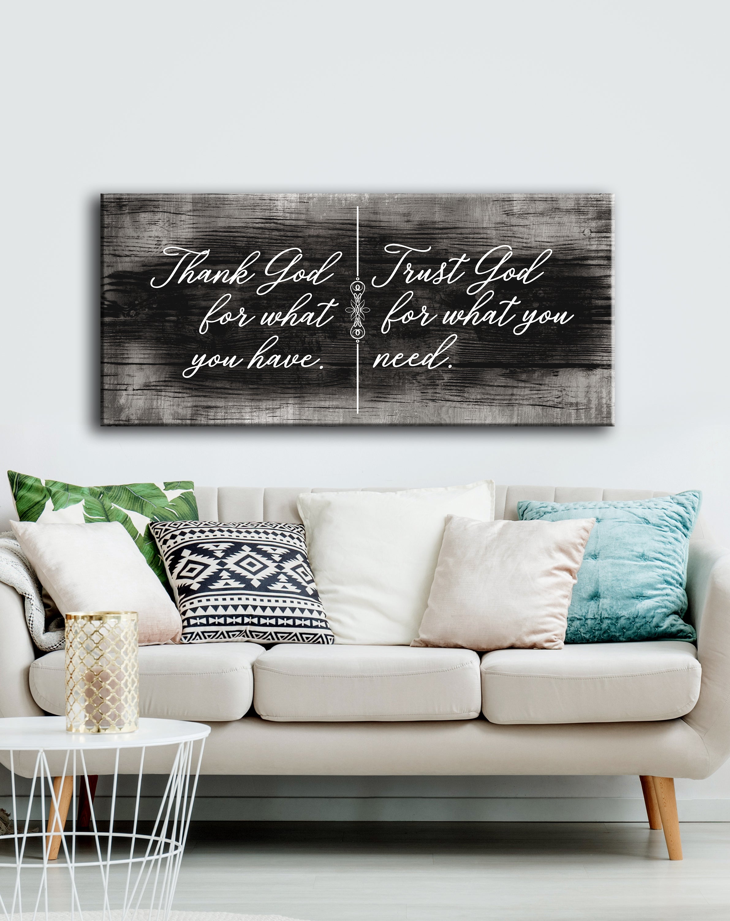 Christian Wall Art: 'Thank God For What You Have' - Wood Framed, Ready-to-Hang, Buy 2 Save 20%