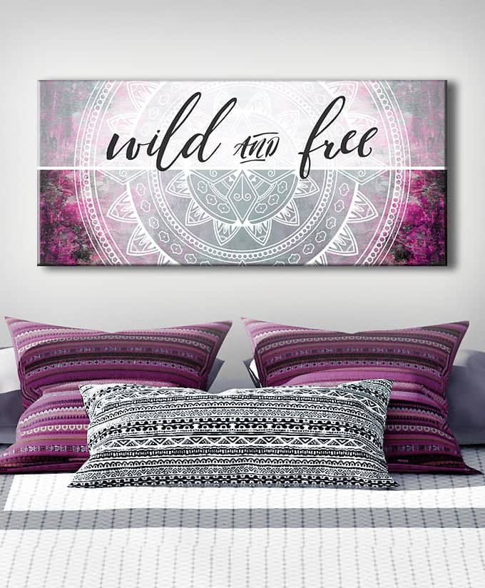 Hot Deal! High - quality Bedroom Wall Art - Wild & Free V4 with Wood Frame, Ready to Hang