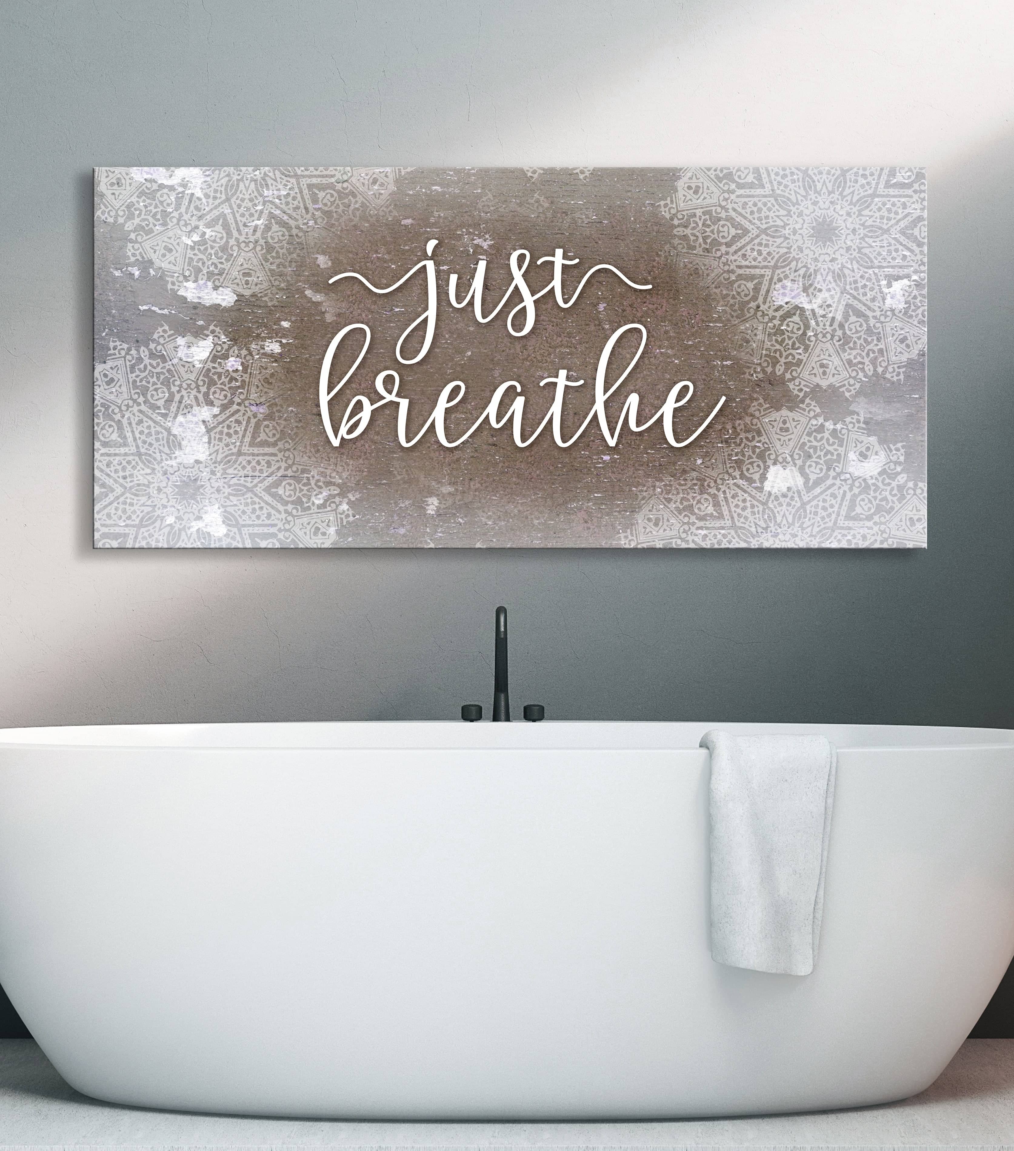 Just Breathe V5 Bathroom Wall Art (Wood Frame, Ready to Hang) - Buy 2, Save 20%