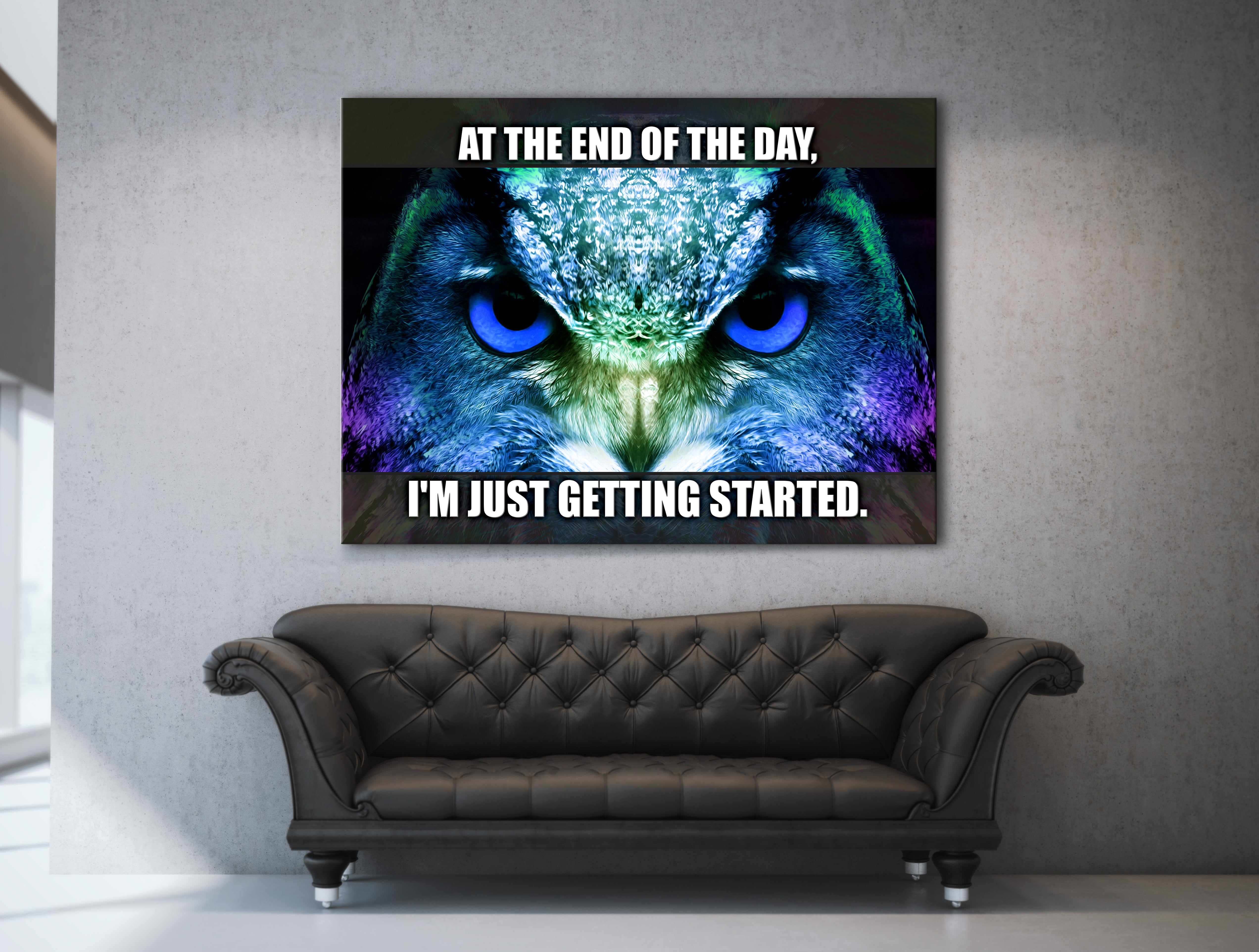 High - Quality Owl Business Wall Art with Wood Frame, Ready to Hang