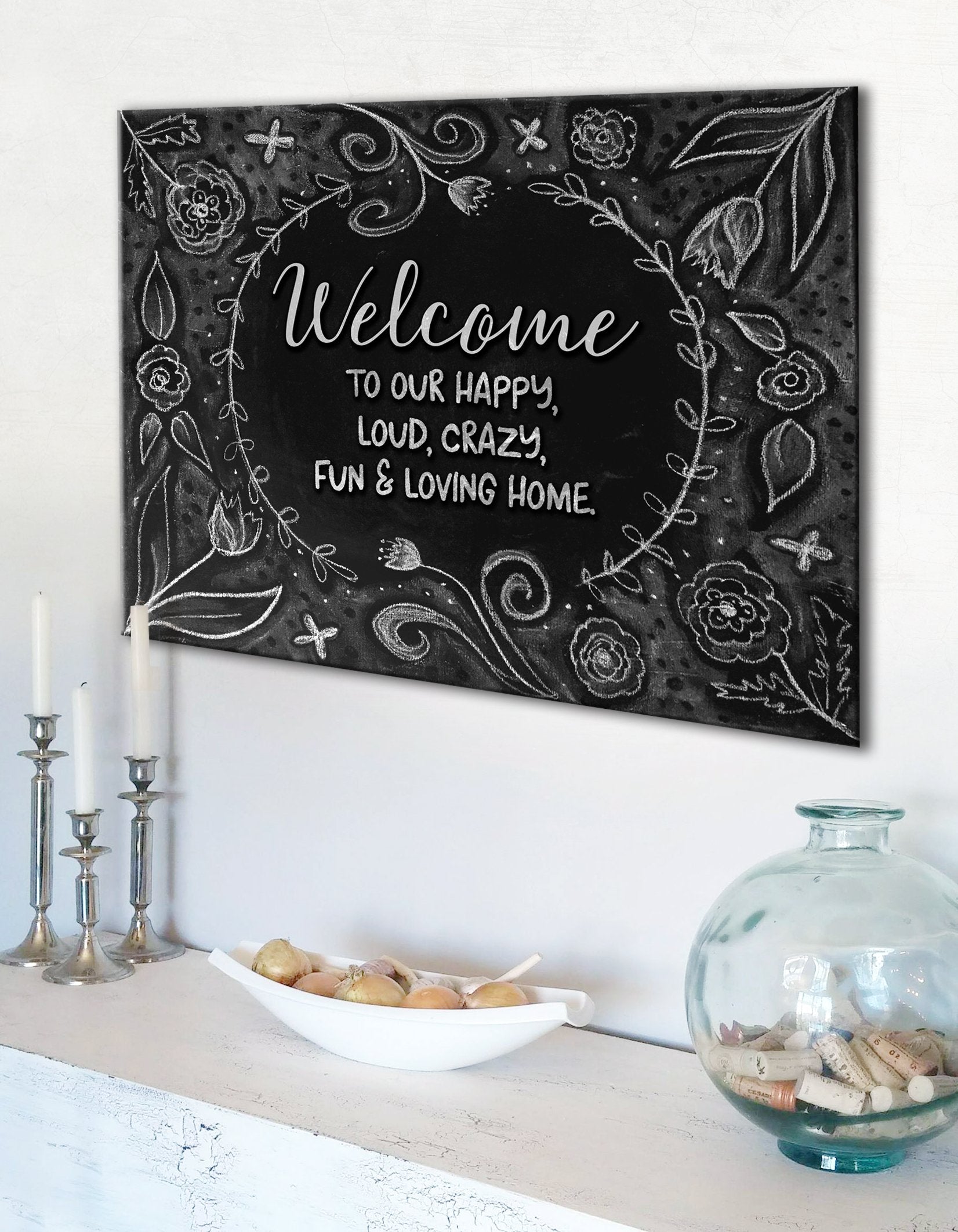 Ready-to-Hang Wood Frame Kitchen Wall Art: Welcome to Our Joyful, Loving Home