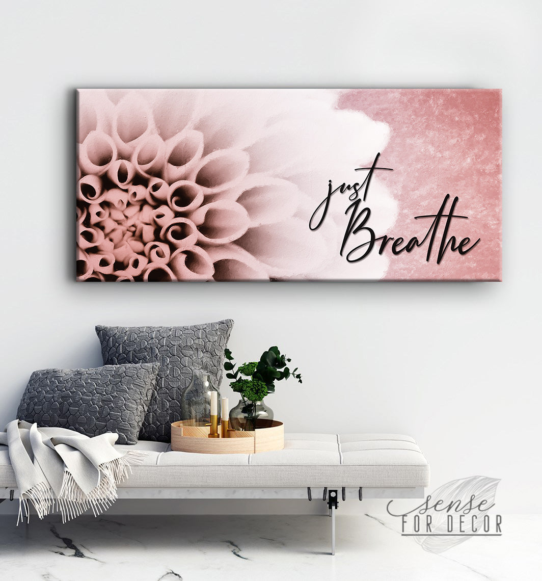 Vibrant Wood-Frame 'Just Breathe V18' Wall Art, Ready to Hang