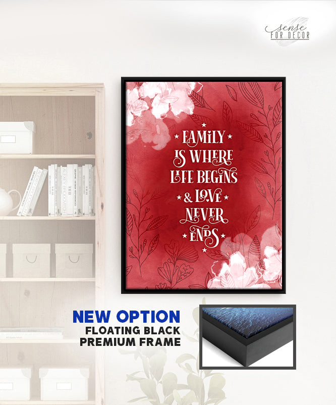 High - Quality Wood - Framed Family Wall Art: Life Starts at Family V11 (Ready To Hang)