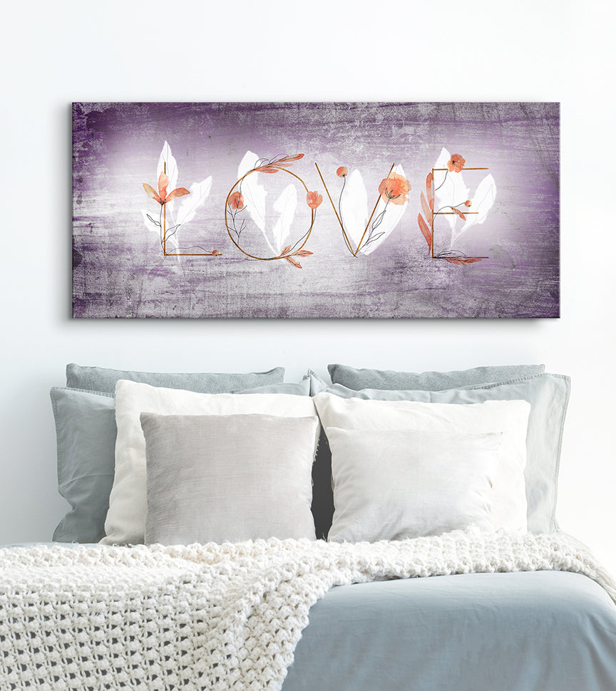 Limited-Time Offer! High-Quality Couples Wall Art - Love Word Flowers in Wood Frame, Ready to Hang