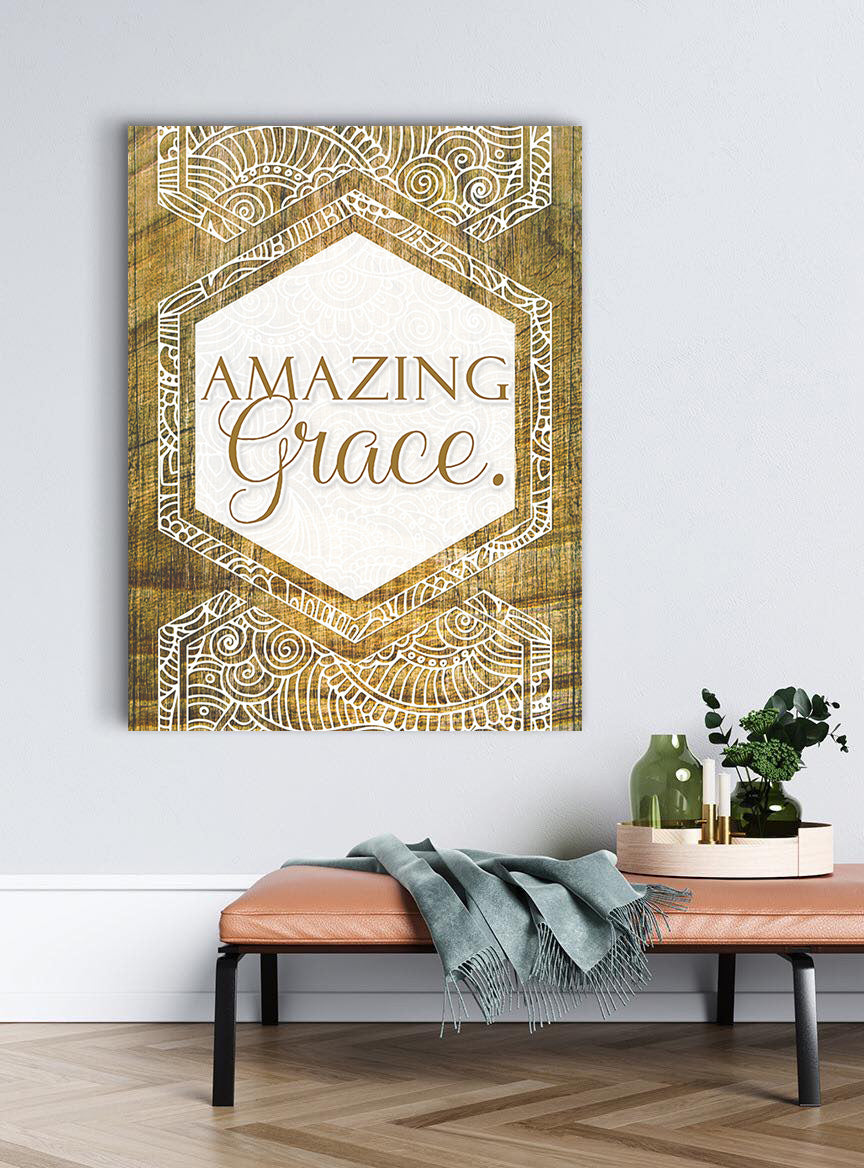 Stunning Christian Wall Art: Amazing Grace V11 with Wood Frame, Ready to Hang