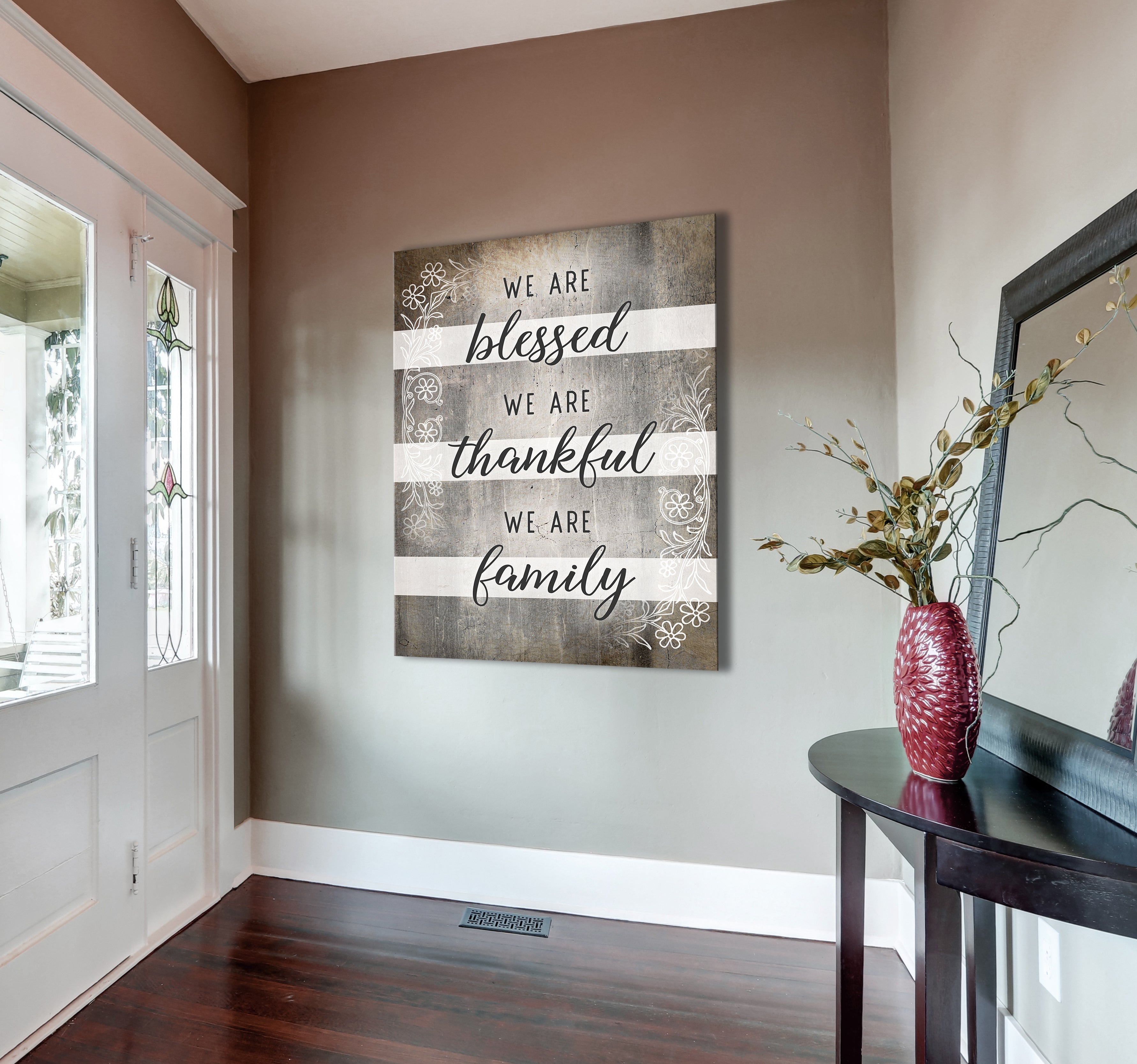 High - Quality Christian Wall Art: 'We Are Blessed We Are Thankful' with Wood Frame for Easy Hanging