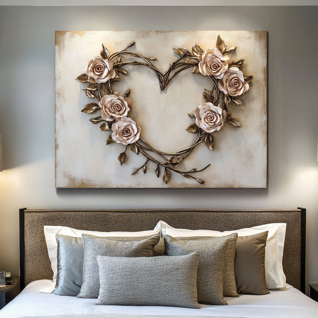 Hot Deal! Golden Heart Bouquet Wall Art for Home