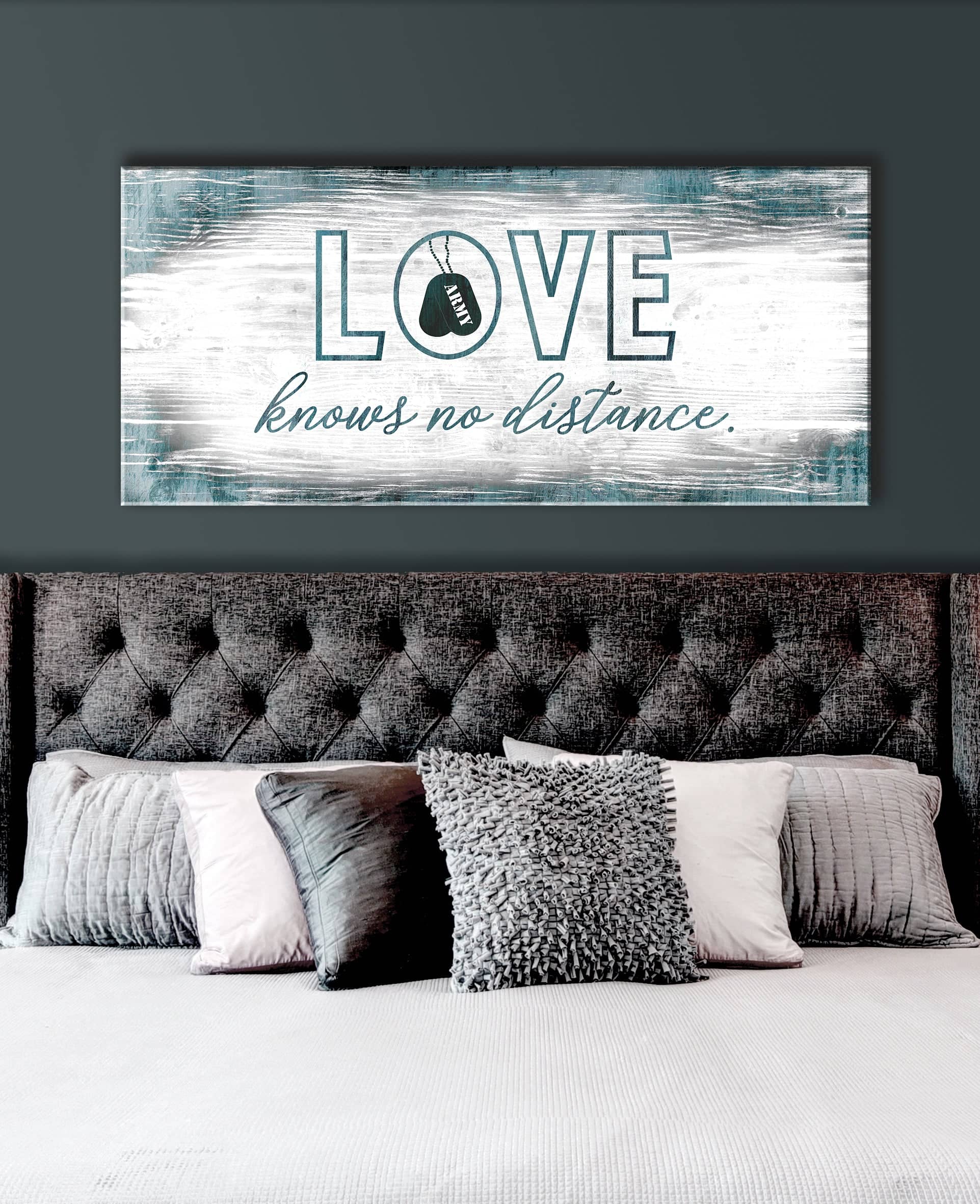 Hot! Bedroom Wall Art - Love Knows No Distance (Wood Frame, Ready To Hang)