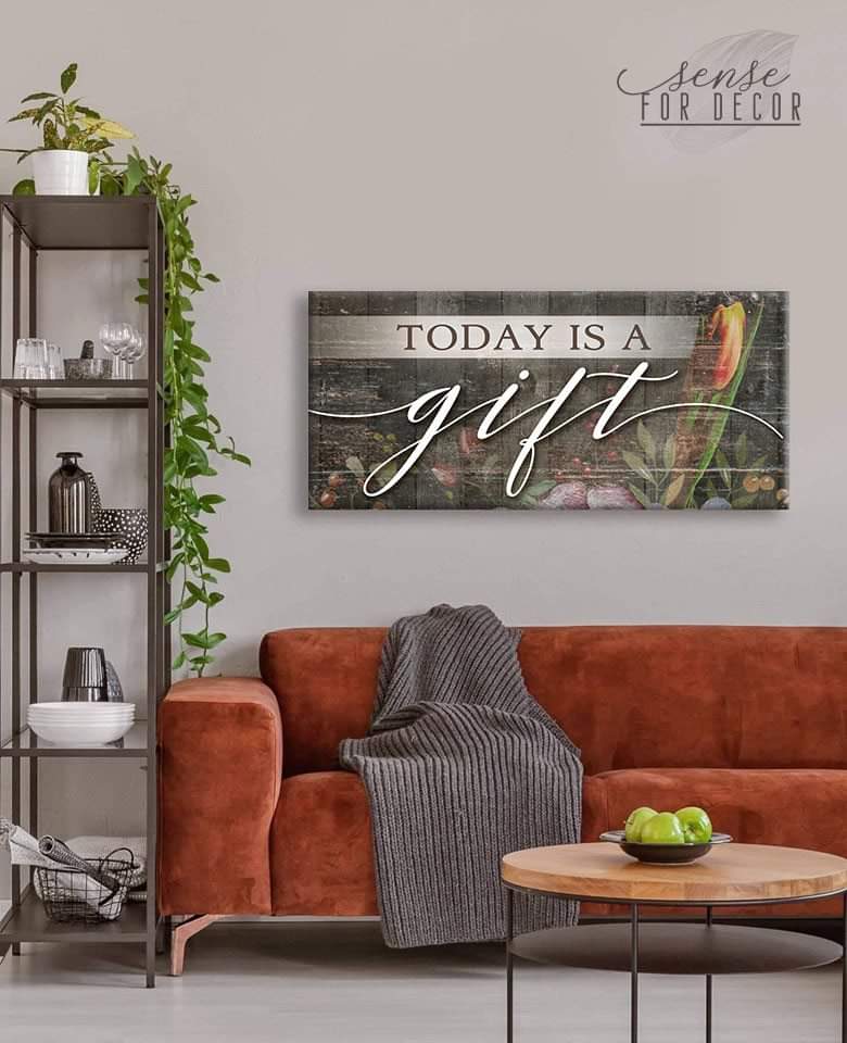 Hot! Christian Wall Art - 'Today is a Gift V3' with Wood Frame, Ready to Hang