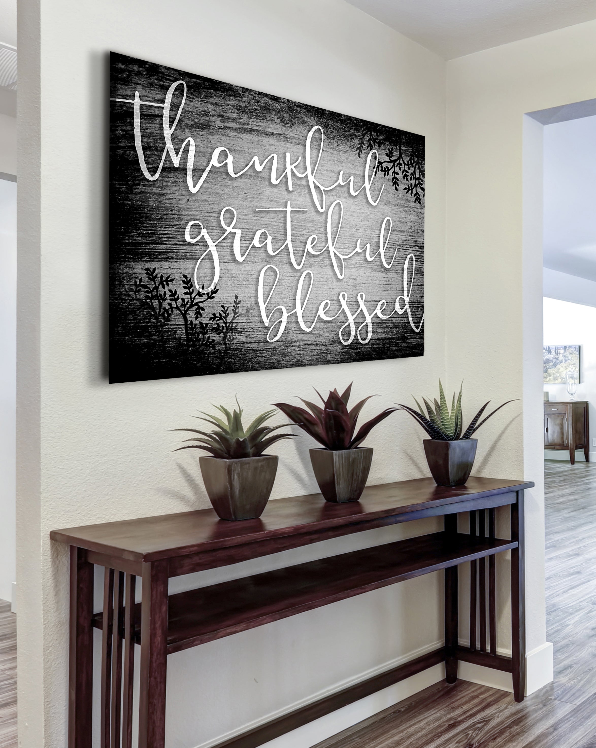 High - Quality Christian Wall Art: Thankful Grateful Blessed V6 with Wood Frame for Easy Hanging