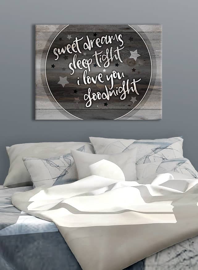 Exclusive Bedroom Wall Art - 'Sweet Dreams Sleep Tight' with Wood Frame, Ready to Hang! Buy 2 Save 20%