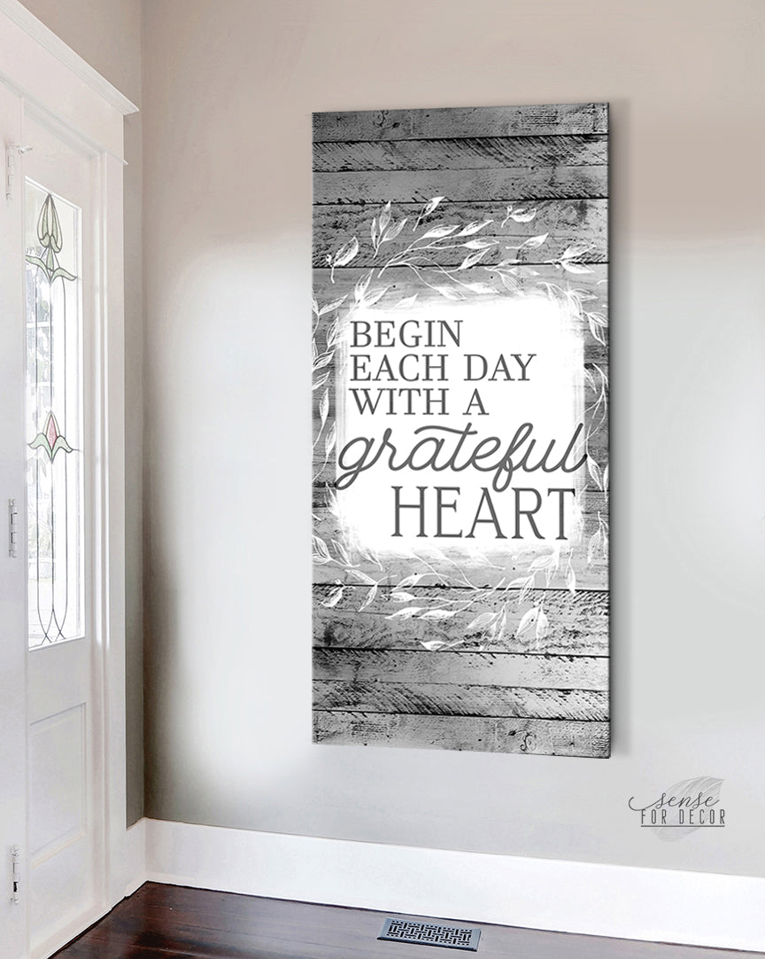 Exclusive Christian Wall Art: Start Each Day with a Grateful Heart - V7, Buy 2 Save 20%